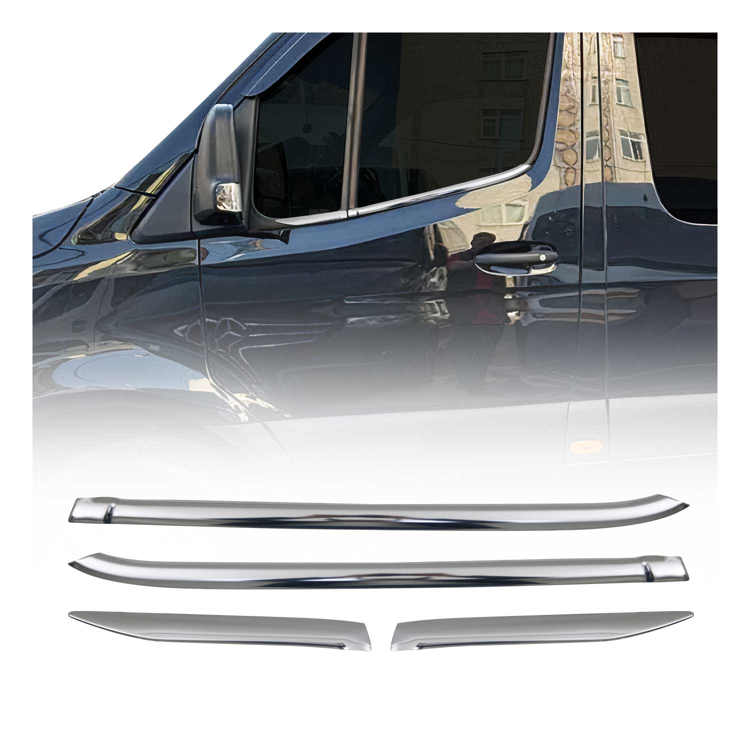 Fensterleisten Zierleisten für Mercedes Sprinter W907 2018-2026 Chrom 4tlg