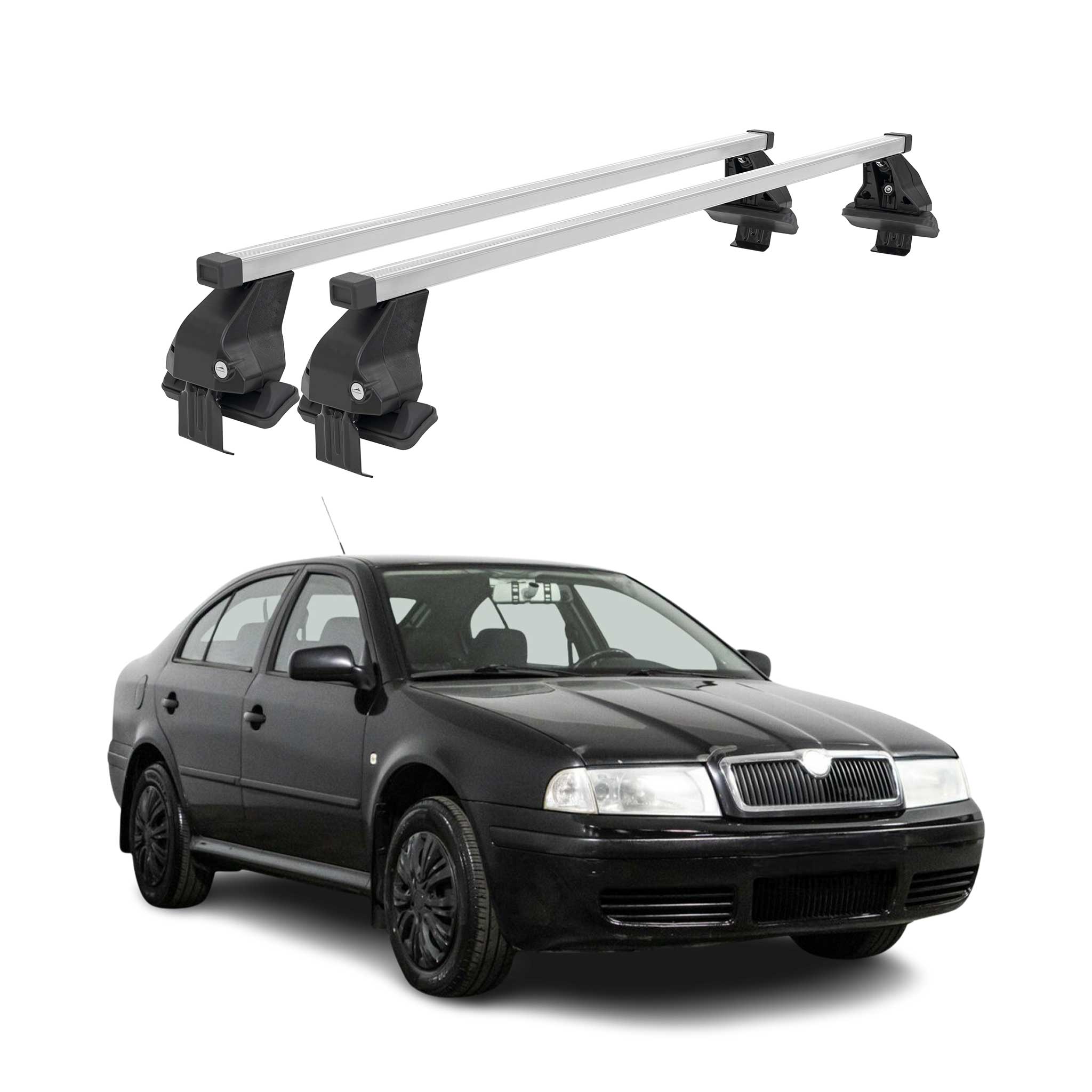 Menabo Dachträger für Skoda Octavia mk2 2004-2008 Pre-FL 4tür 50kg Stahl Grau 2x