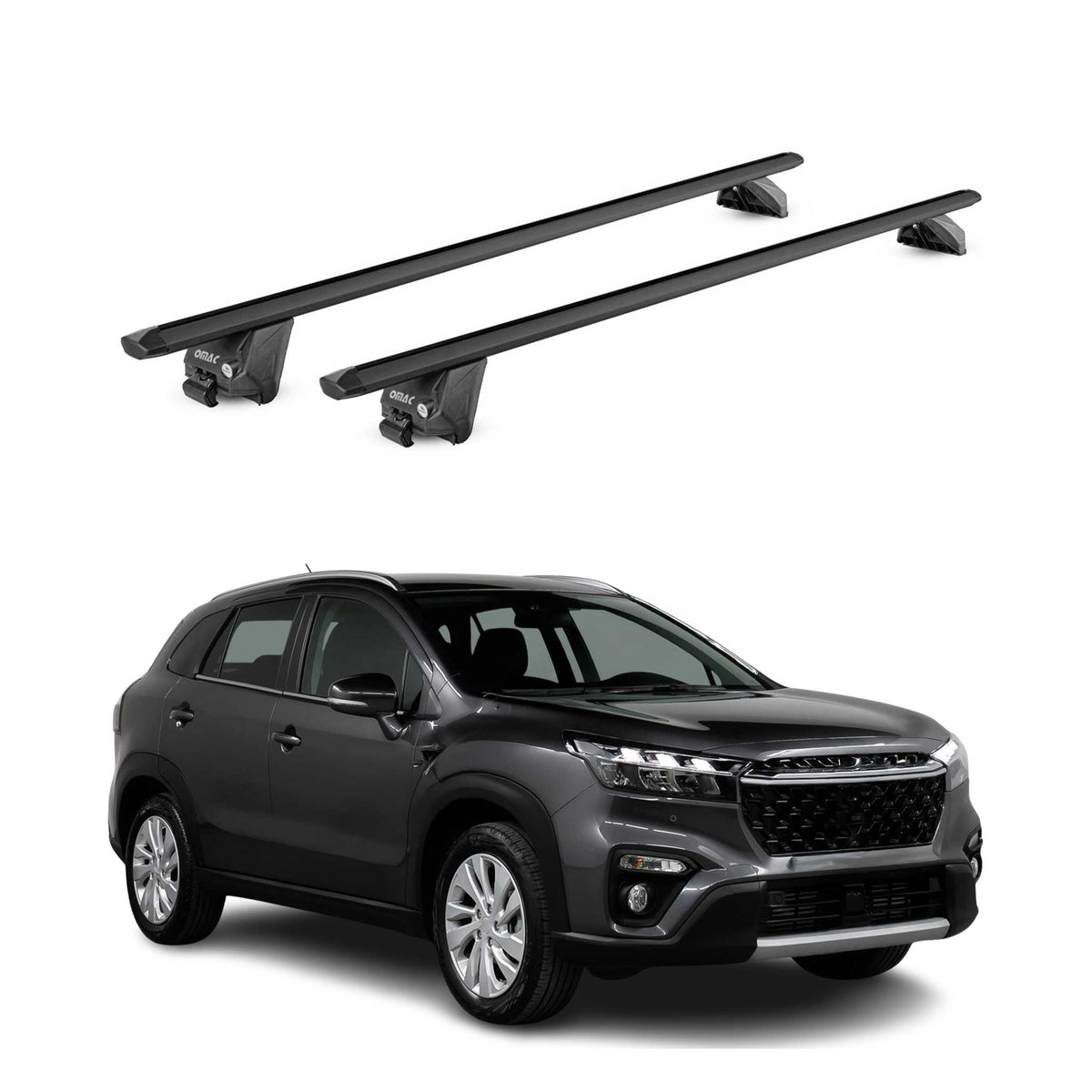 Dachträger Grundtäger für Suzuki S-Cross 2022-2026 100kg Alu Schwarz 2 tlg ABE