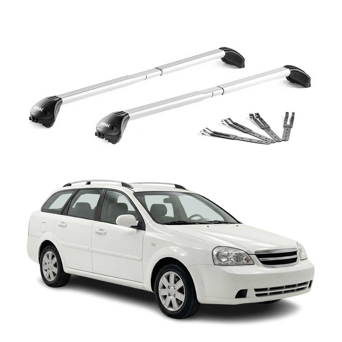 Dachträger Grundtäger für Chevrolet Lacetti Kombi 2002-11 100kg Alu Grau 2x ABE