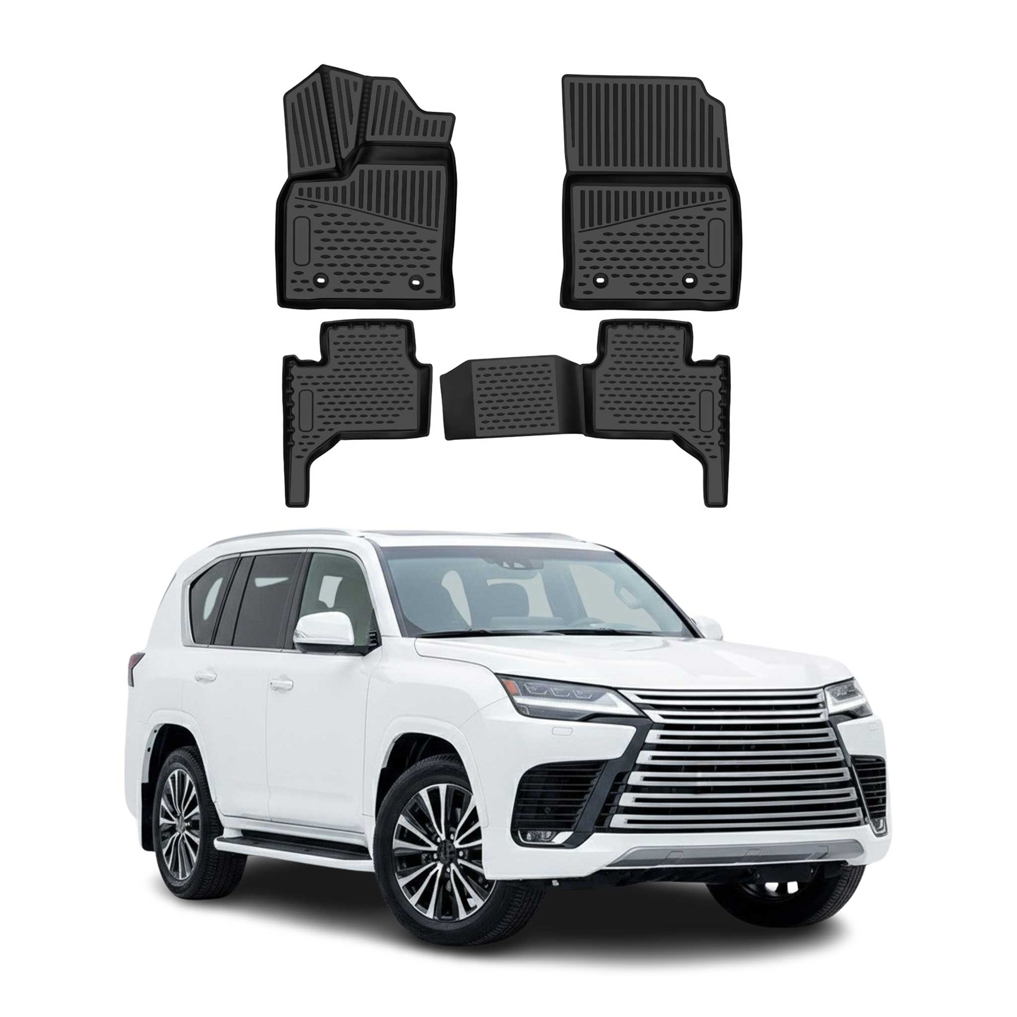 OMAC Gummimatten Fußmatten für Lexus LX600 2022-2026 5 Sitze TPE Schwarz 4tlg