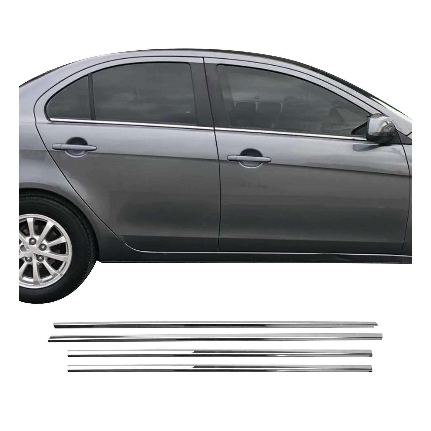 Fensterleisten Zierleisten für Mitsubishi Lancer 2008-2017 Edelstahl Chrom 4tlg