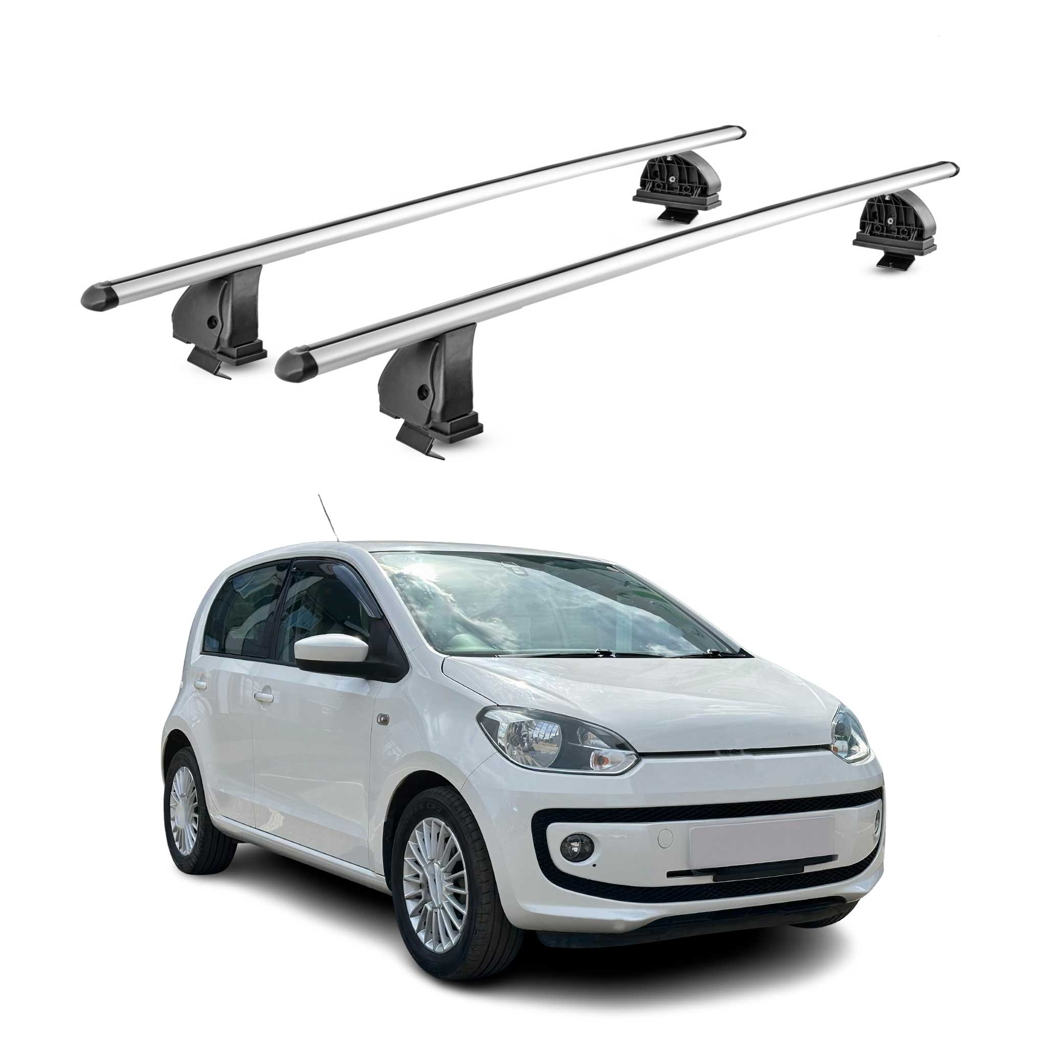 Alu Dachträger für VW Up! 2011-2023 5Tür TÜV T-Nut Abschließbar 2tlg Silber