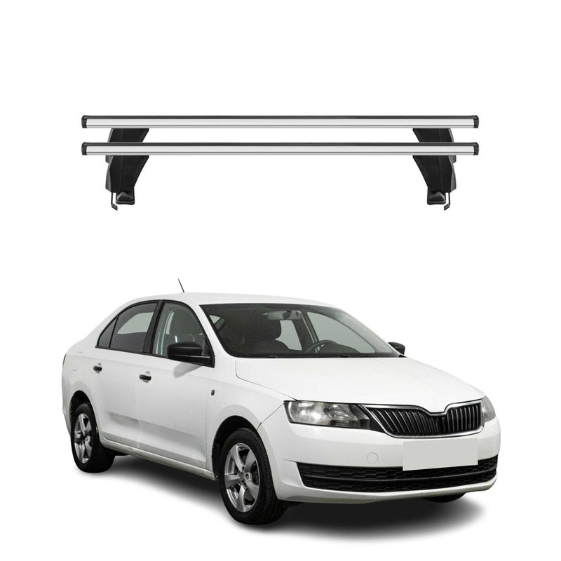 Menabo Dachträger Grundtäger für Skoda Rapid 2012-2019 50kg Alu Silber 2 tlg