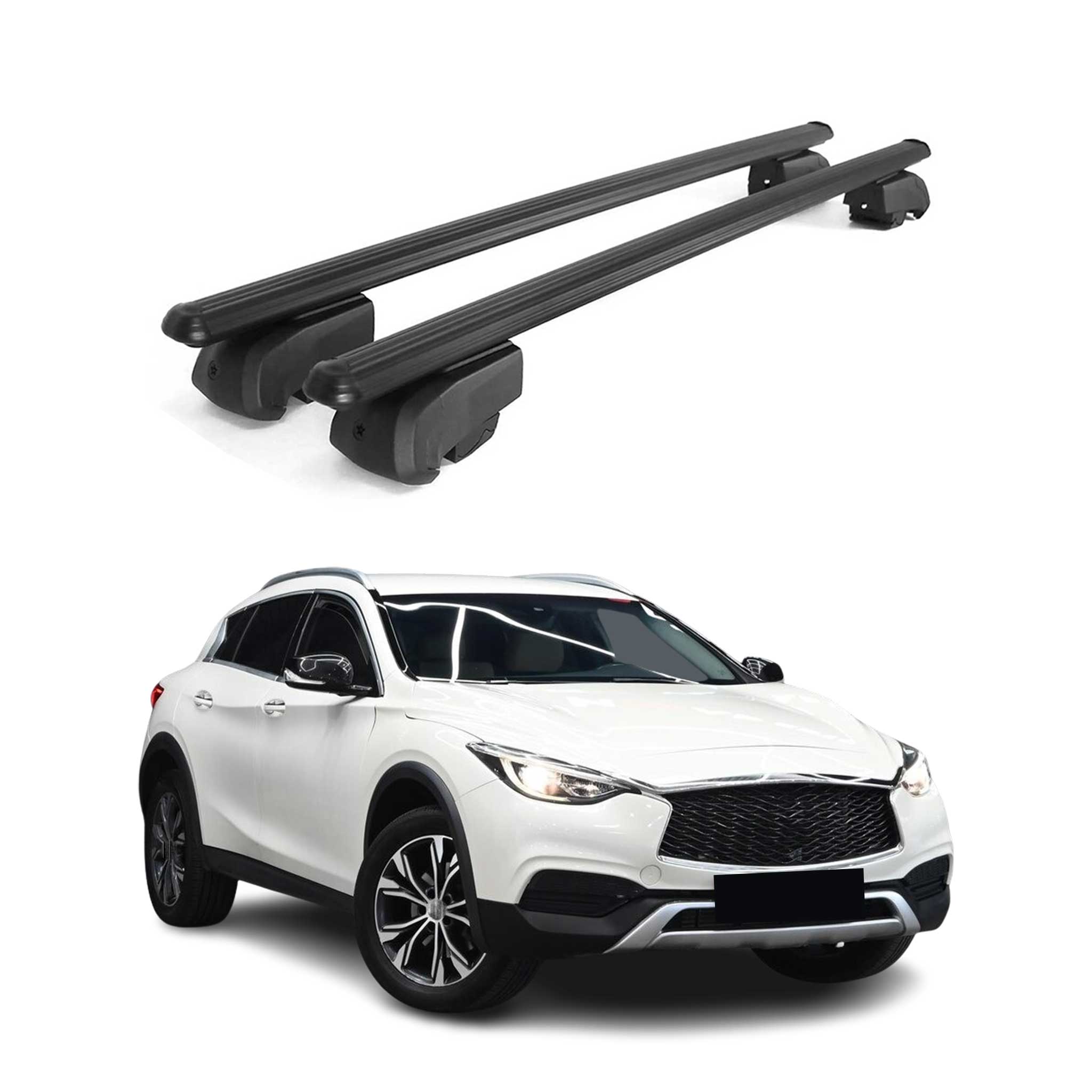 Dachträger Gepäckträger für Infiniti QX30 2017-2019 ABE Aluminium Schwarz 2x