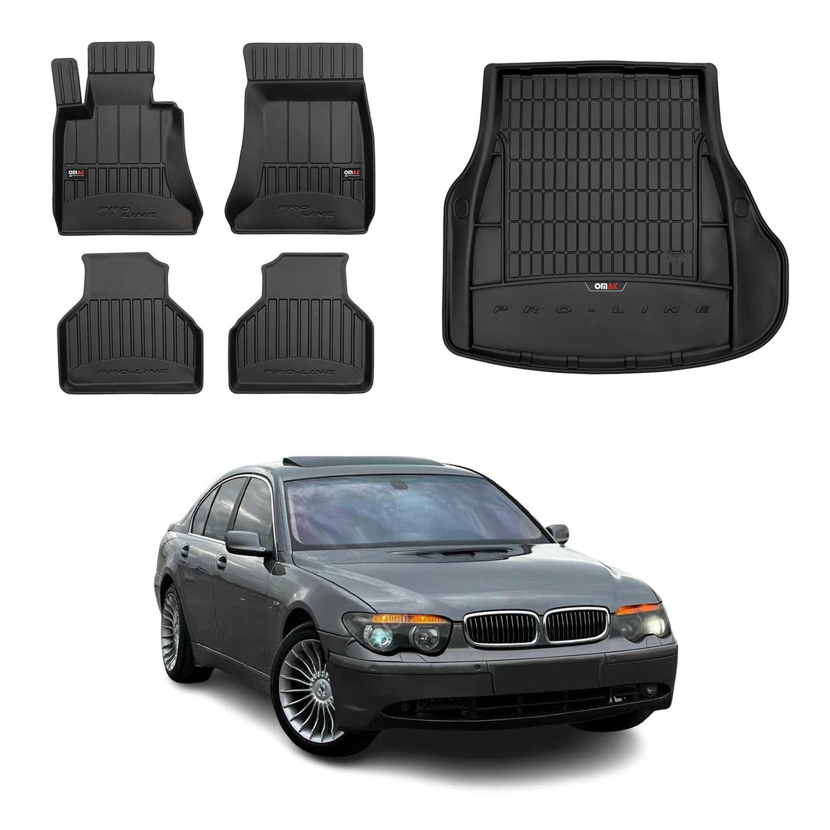 OMAC Fußmatten & Kofferraumwanne Set für BMW 7er E65 E66 E67 2001-2009