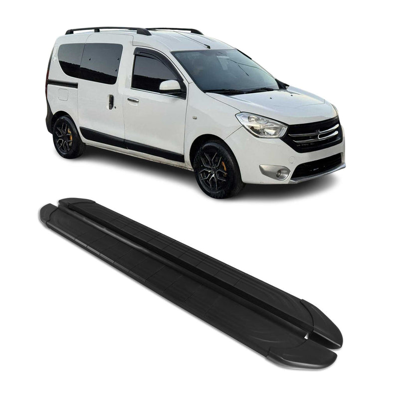 Trittbretter Seitenschweller für Dacia Dokker 2012-2021 Aluminium Schwarz 2tlg