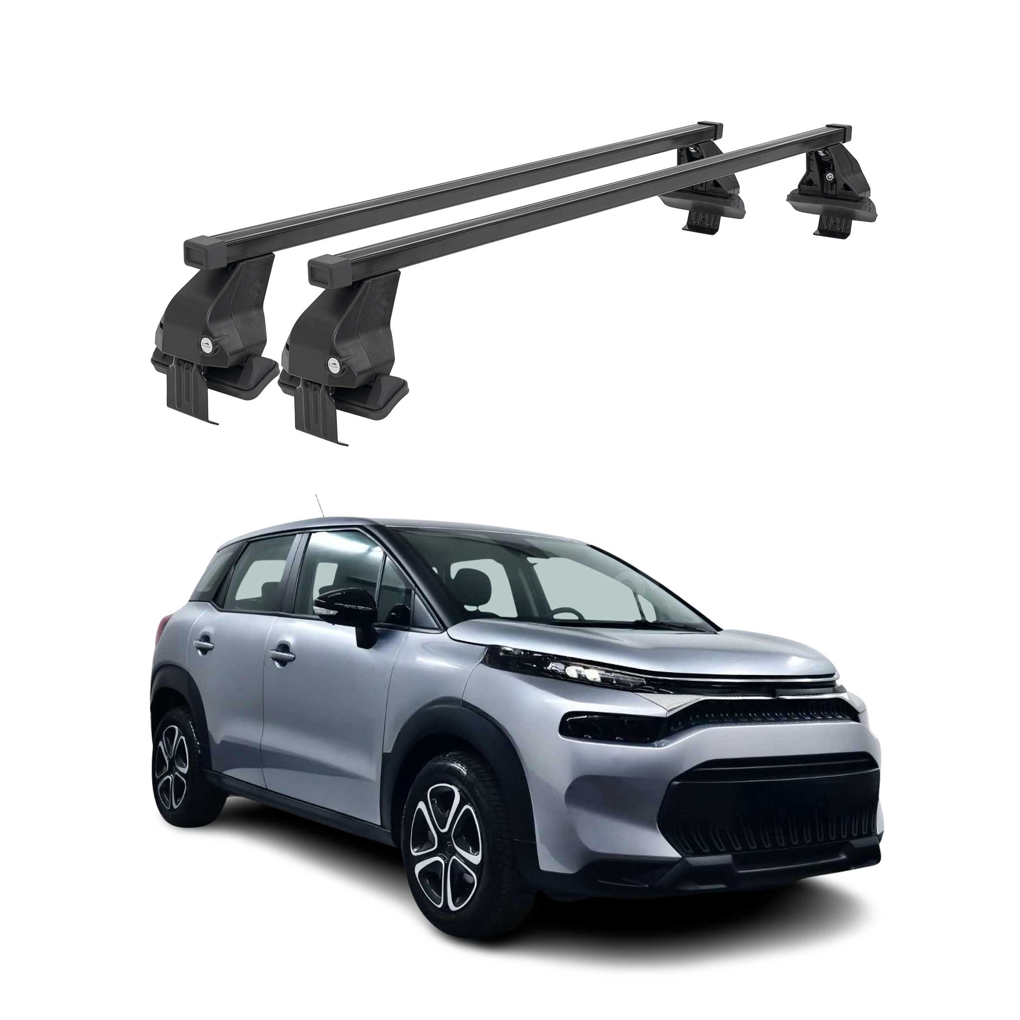 Menabo Dachträger Grundträger für Citroen C3 Aircross 2017-2024 Stahl Schwarz 2x