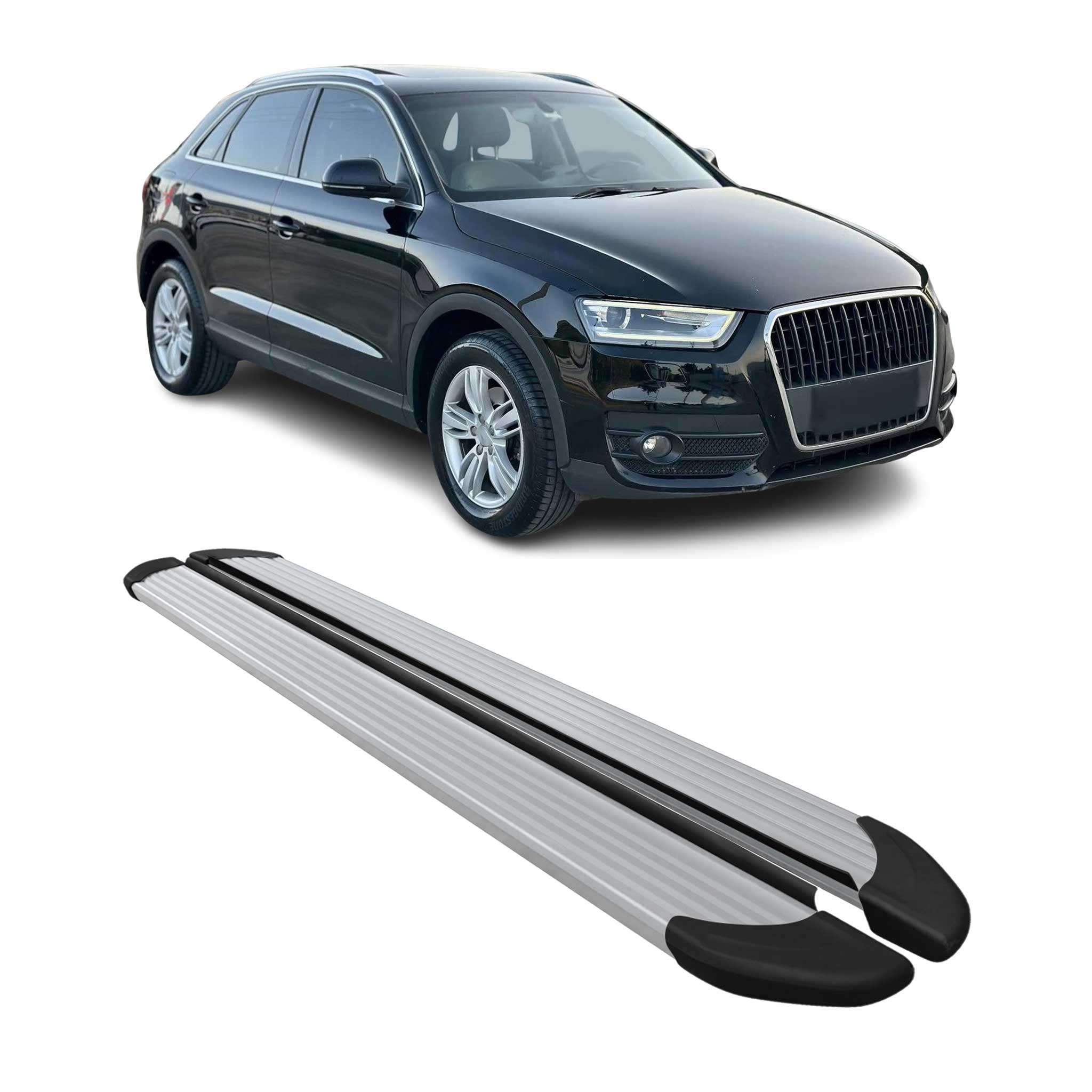 Seitenschweller Trittbretter Schweller für Audi Q3 8U 2011-2018 Aluminium Silber