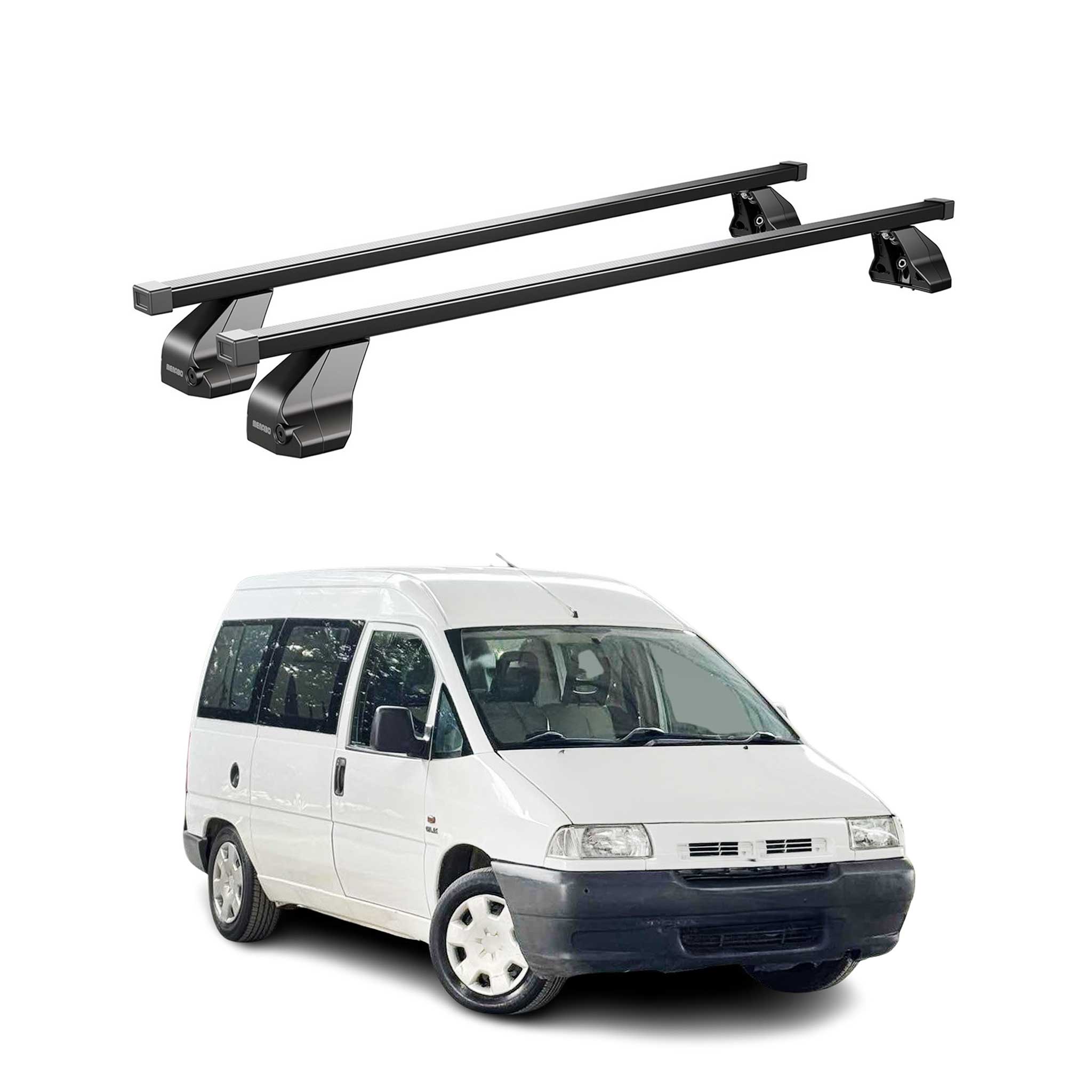Menabo Dachträger Grundtäger für Fiat Scudo 1996-2007 75kg Stahl Schwarz 2 tlg