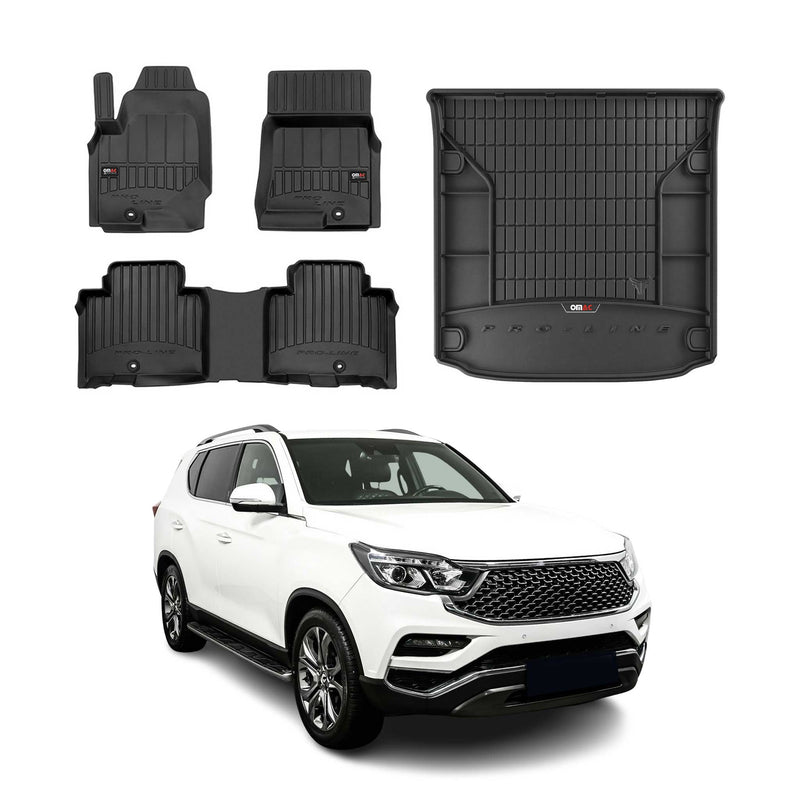 OMAC Fußmatten & Kofferraumwanne Set für Ssangyong Rexton 2017-2025 Gummi 4x