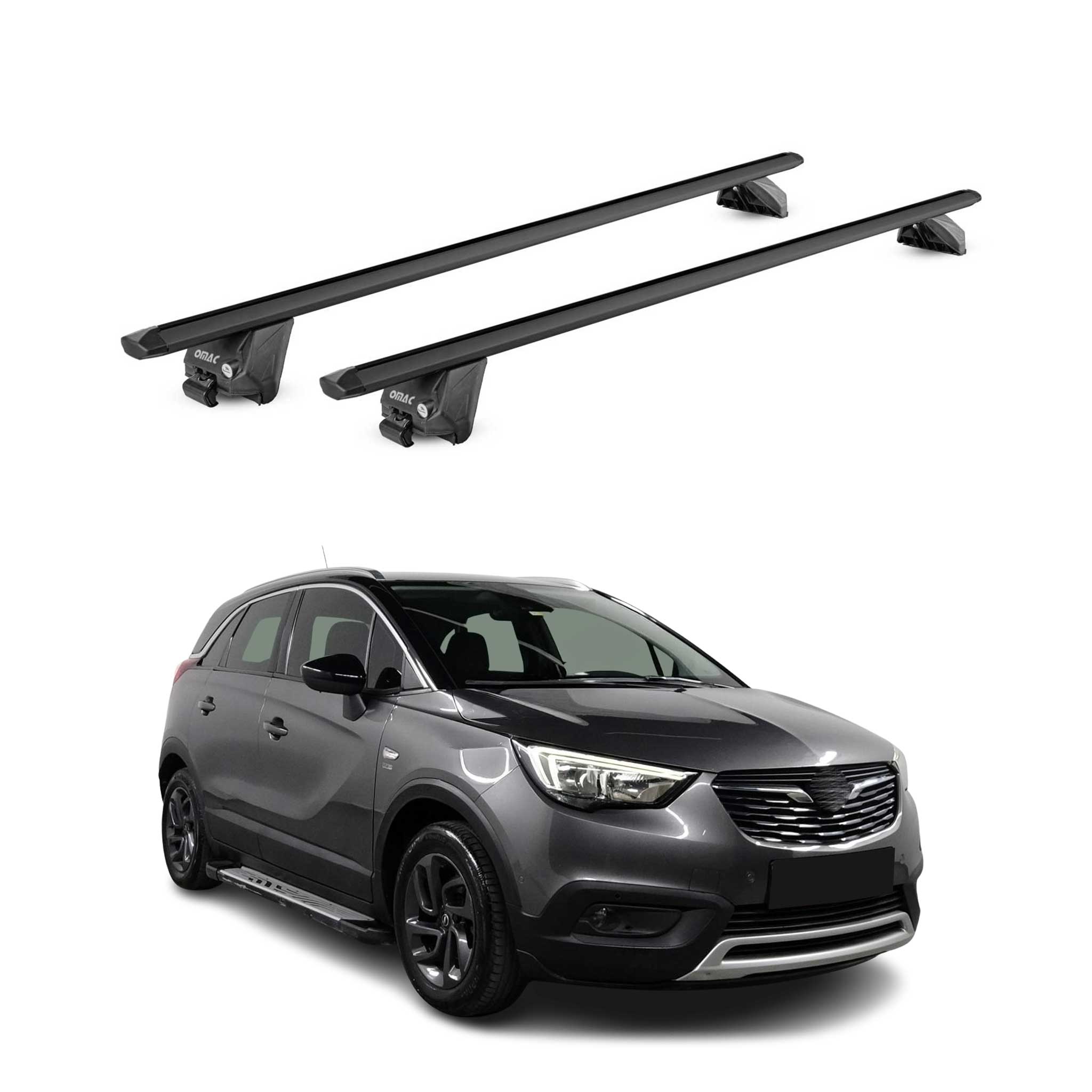 Dachträger für Opel Crossland / Crossland X 2017-25 Aluminium Schwarz 2 tlg ABE