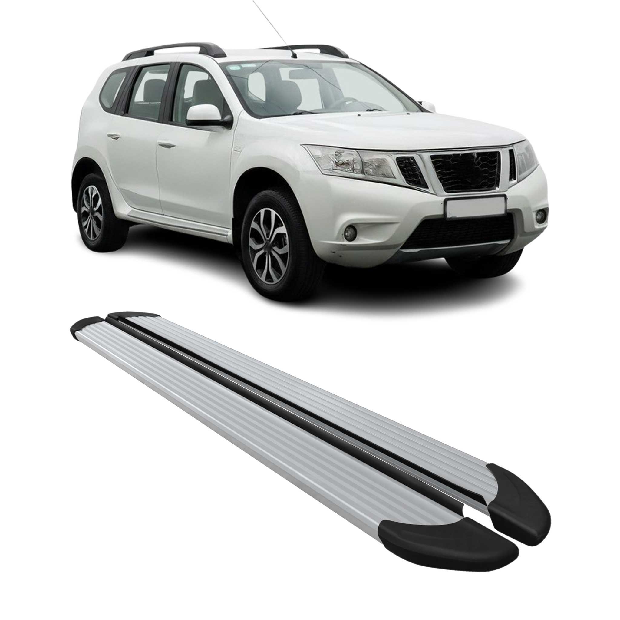 Seitenschweller Trittbretter Schweller für Nissan Terrano 2012-2020 Alu Grau