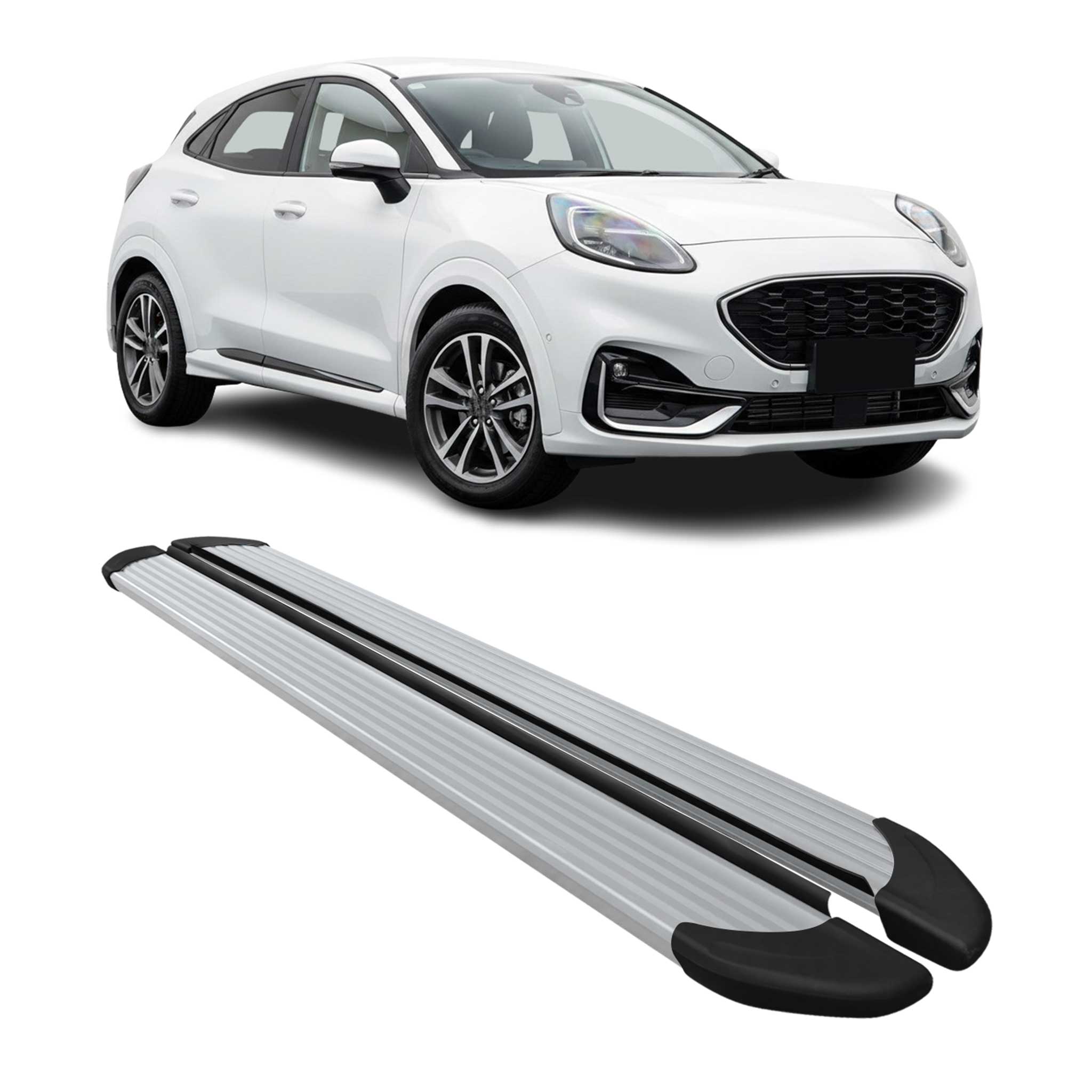 Seitenschweller Trittbretter Schweller für Ford Puma 2019-2026 Aluminium Silber