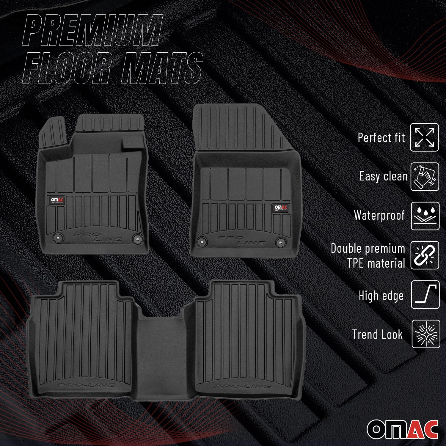 OMAC Gummi Fußmatten für DS 9 2020-2026 Premium TPE 3D Automatten Antirutsch 3x
