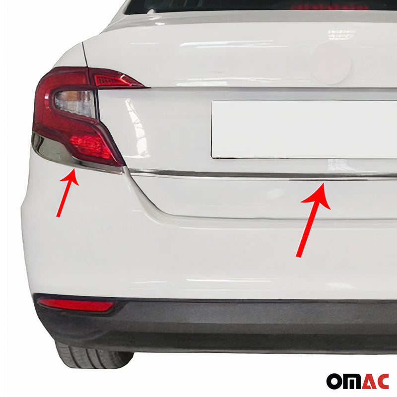 Rücklicht Leisten Heckleuchte für Fiat Tipo 2015-2025 Edelstahl Silber 3tlg