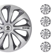 Radkappen Radzierblenden Sparco Sicilia 14" Zoll Abdeckung Silber Carbon Grau 4x