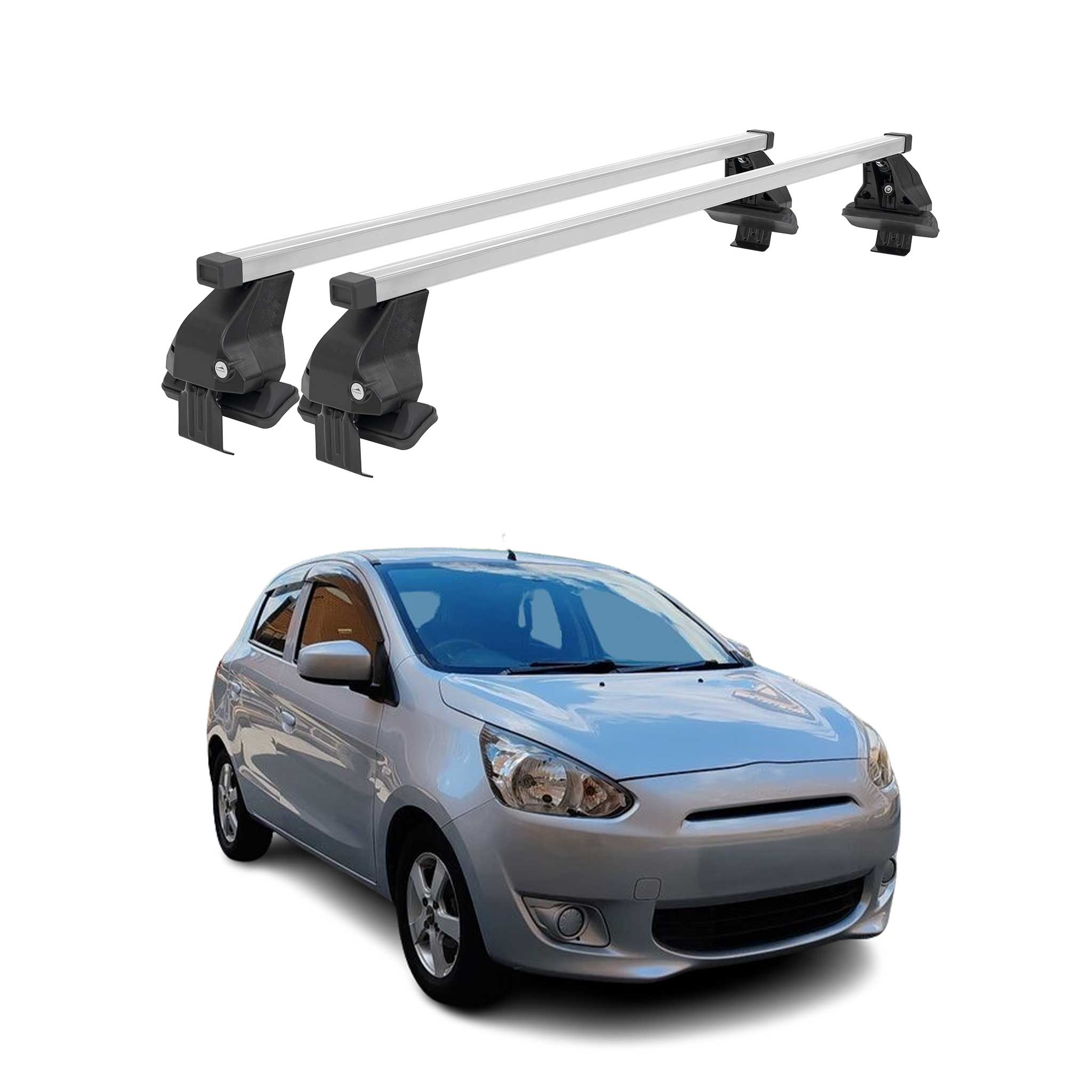 Menabo Dachträger für Mitsubishi Mirage Schrägheck 2012-2016 50kg Stahl Grau 2x