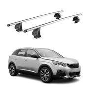 Alu Dachträger für Peugeot 3008 II 2016-2023 TÜV T-Nut Abschließbar 2tlg Silber