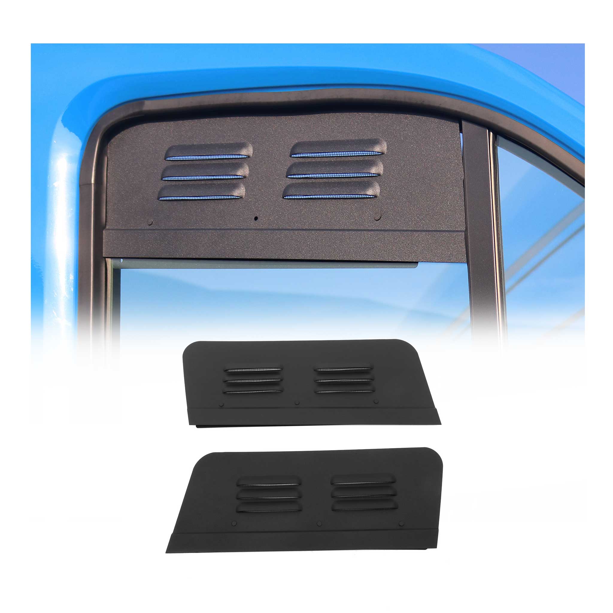 Lüftungsgitter Be & Entlüftung für Ford Transit 2015-2026 Aluminium Schwarz 2tlg