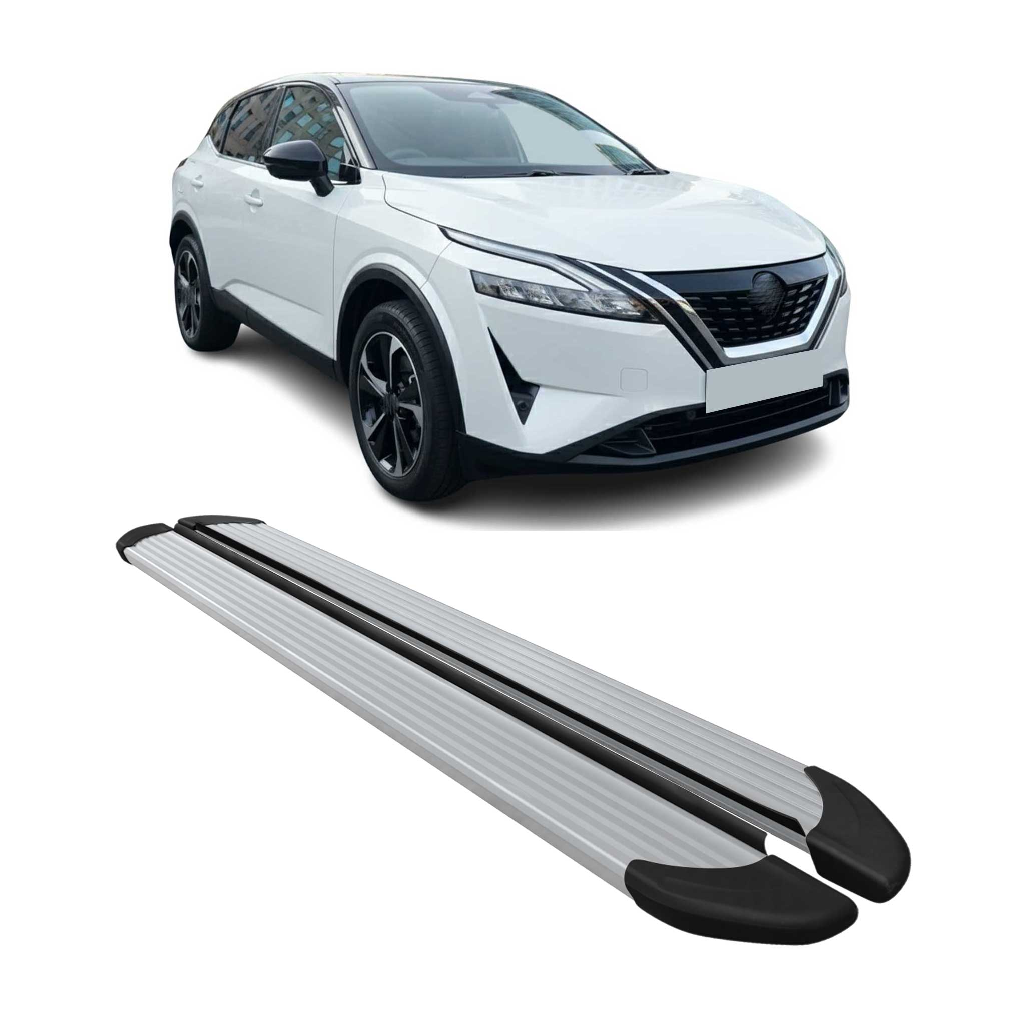Seitenschweller Trittbretter Schweller für Nissan Qashqai 2021-2026 Alu Silber