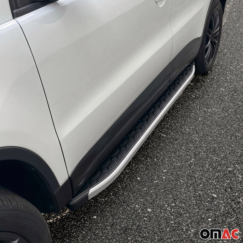 Alu Trittbretter Seitenschweller für VW Amarok 2010-2022 Schwarz Silber 2tlg