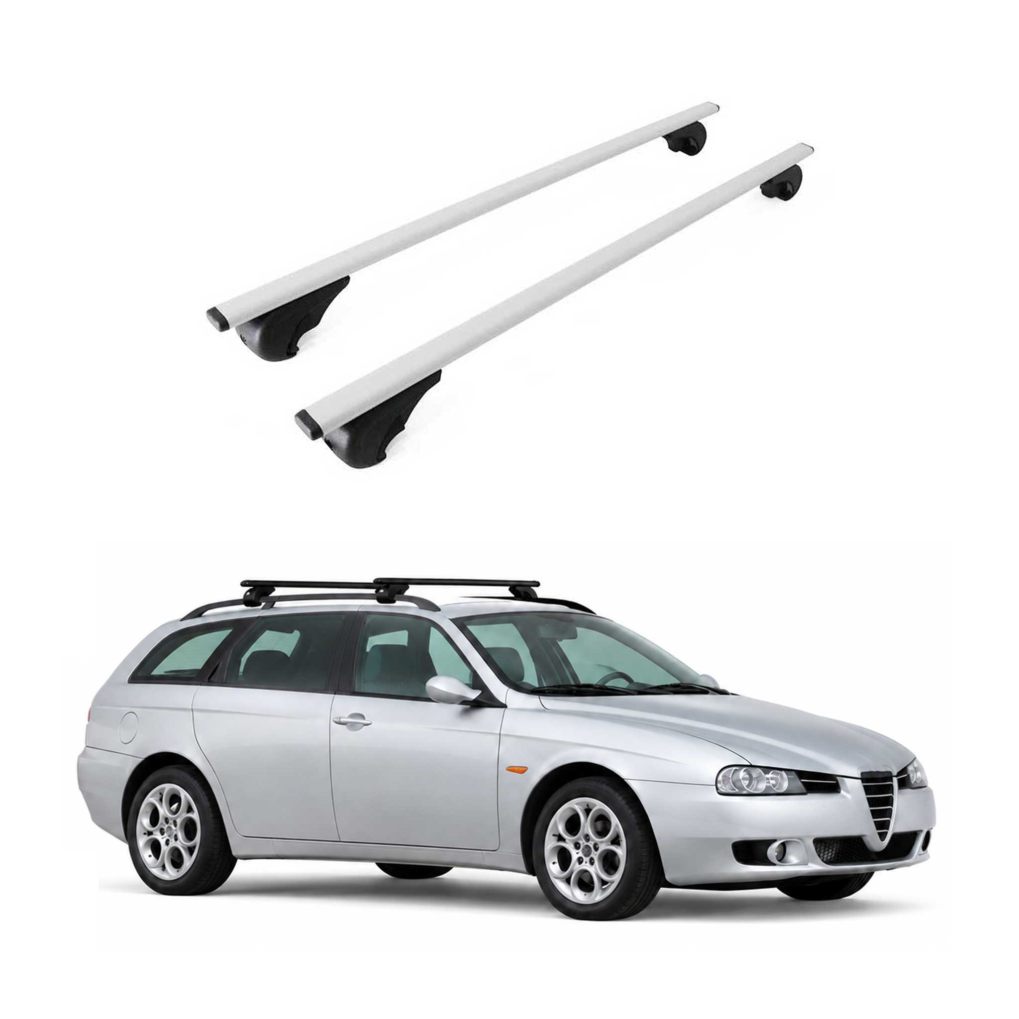 Dachträger Grundträger für Alfa Romeo 156 Crosswagon 2004-2007 Metall Silber 2x