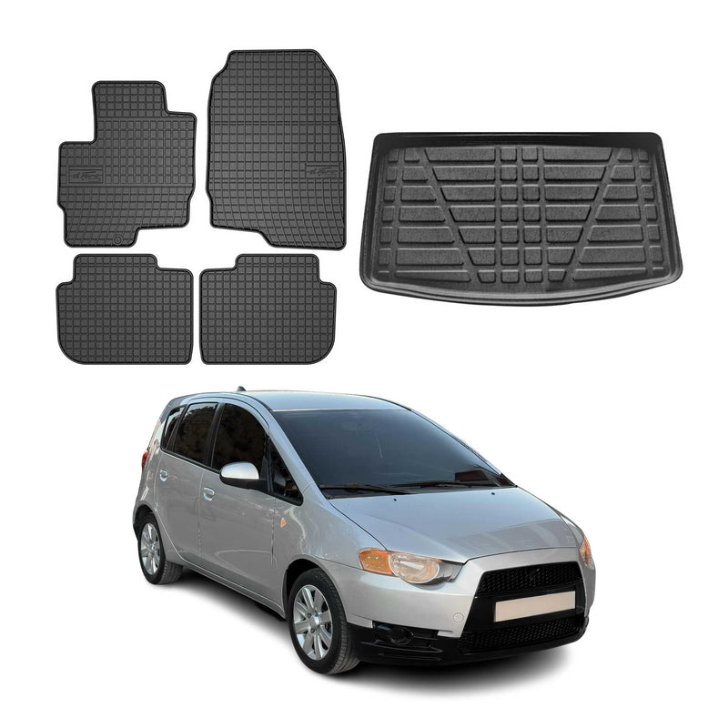 Fußmatten & Kofferraumwanne Set für Mitsubishi Colt CZ3 5 Türer 2008-2013 Gummi