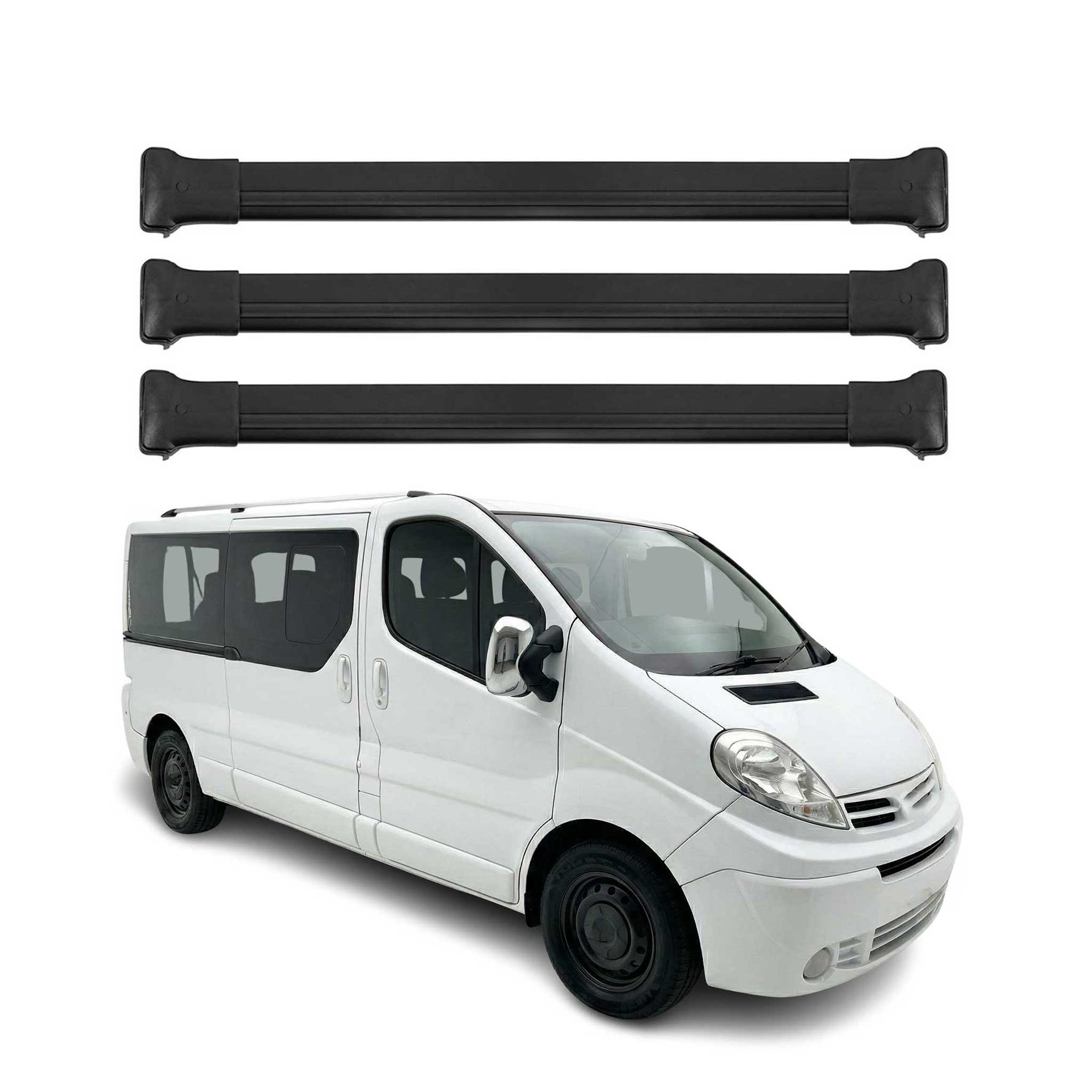 Dachträger Grundtäger für Nissan Primastar 2001-2014 75kg Aluminium Schwarz 3tlg