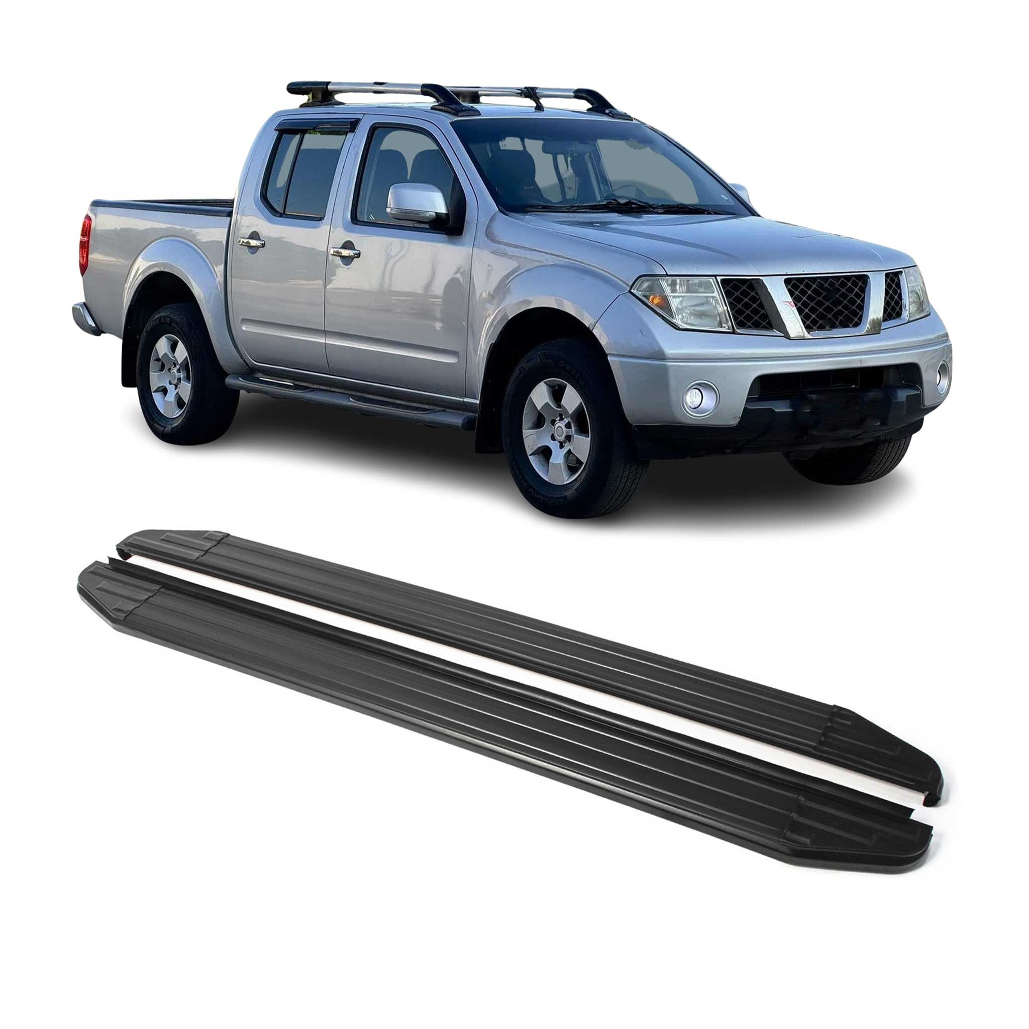 Trittbretter Seitenschweller für Nissan Navara 2005-2015 ABE Schwarz Alu