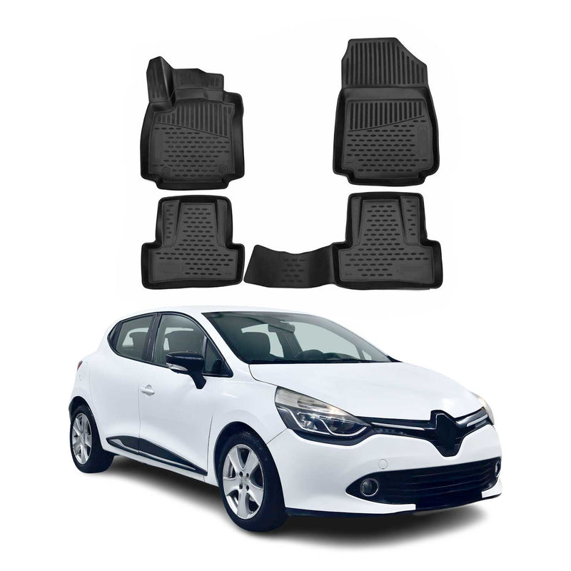 OMAC Gummimatten Fußmatten für Renault Clio 2012-2019 TPE Automatten Schwarz 4x