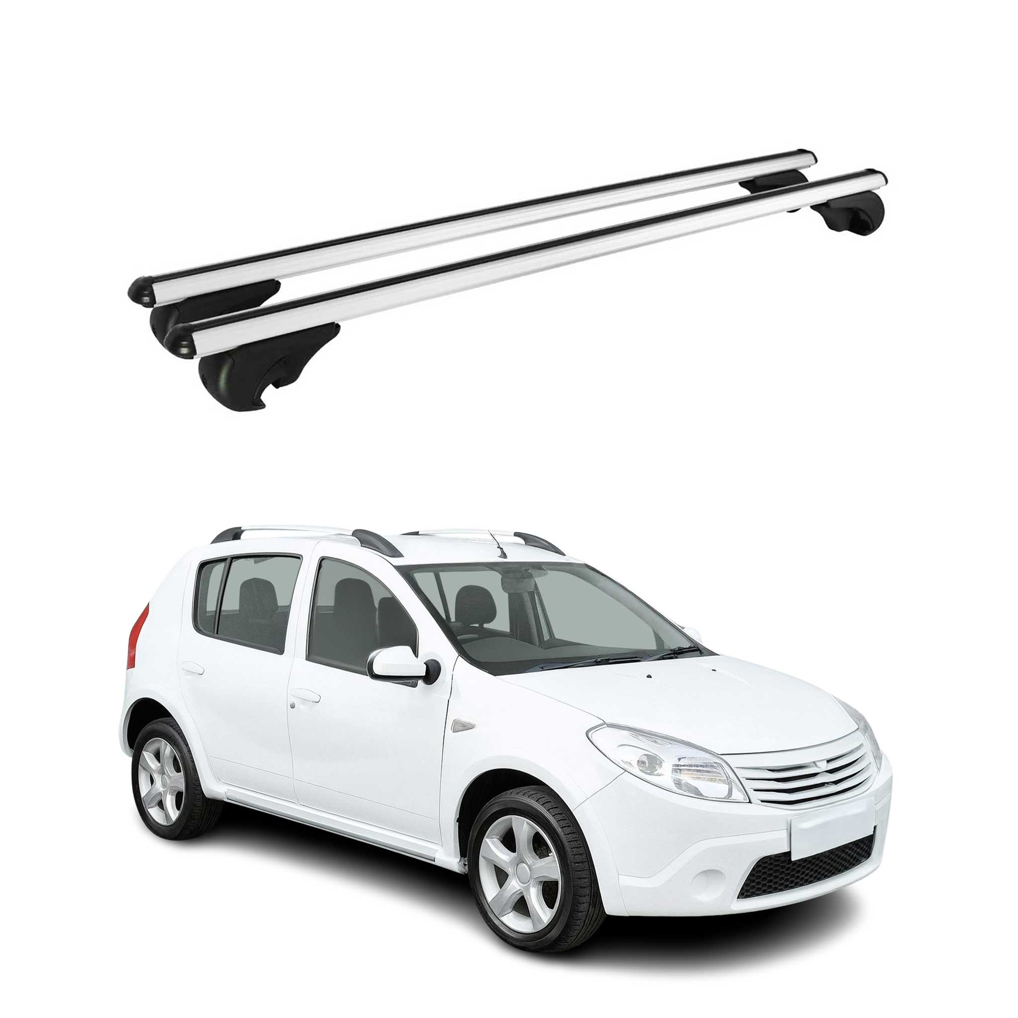 Dachträger Grundträger für Dacia Sandero Stepway I 2009-2012 TÜV Alu Silber 2x