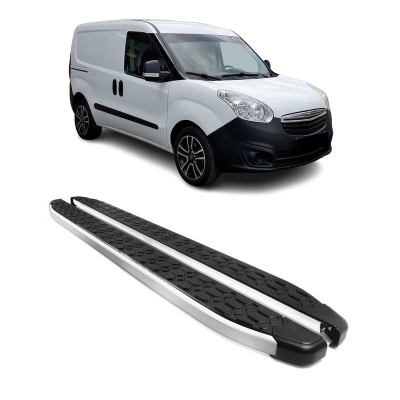 Alu Trittbretter Seitenschweller für Opel Combo Kurzer 2012-2018 Schwarz Silber