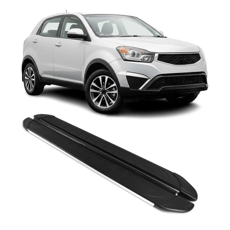 Trittbretter Seitenschweller für Ssangyong Korando C 2011-2019 Alu Schwarz Grau