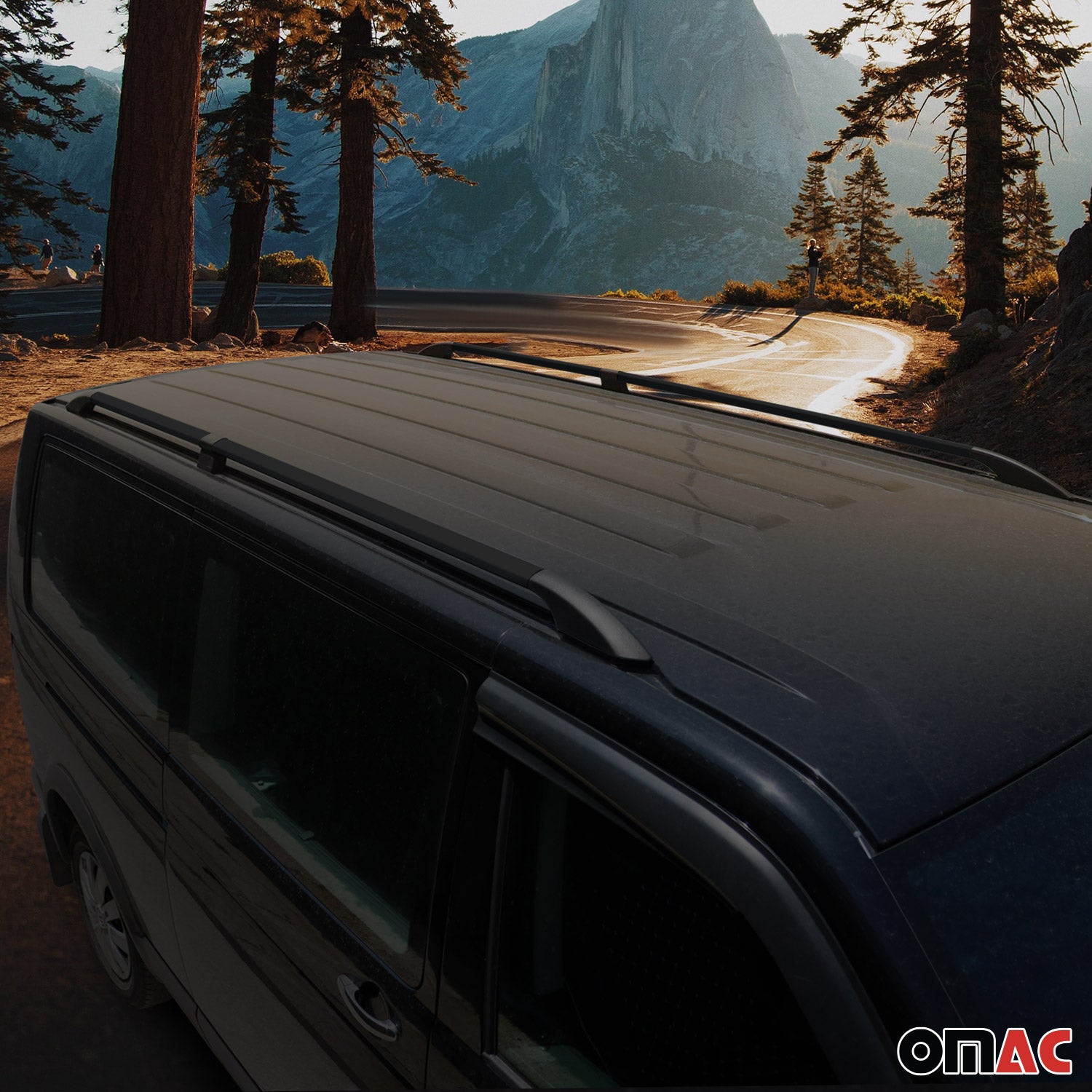 Dachreling für Mercedes Vito W447 2014-2025 L3 Extra Langer Aluminium Schwarz 2x