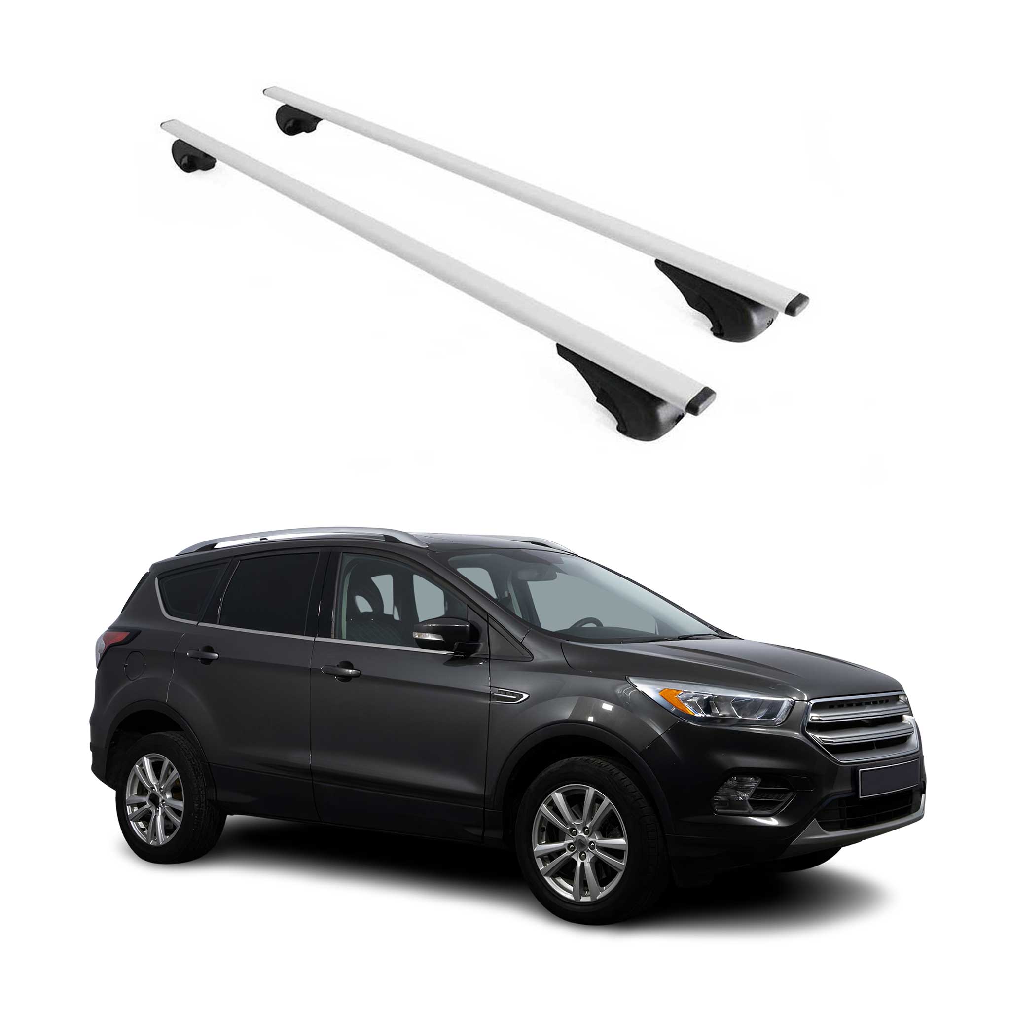 Dachträger Grundtäger für Ford Kuga II Titanium 2012-2019 75kg Metall Silber 2x