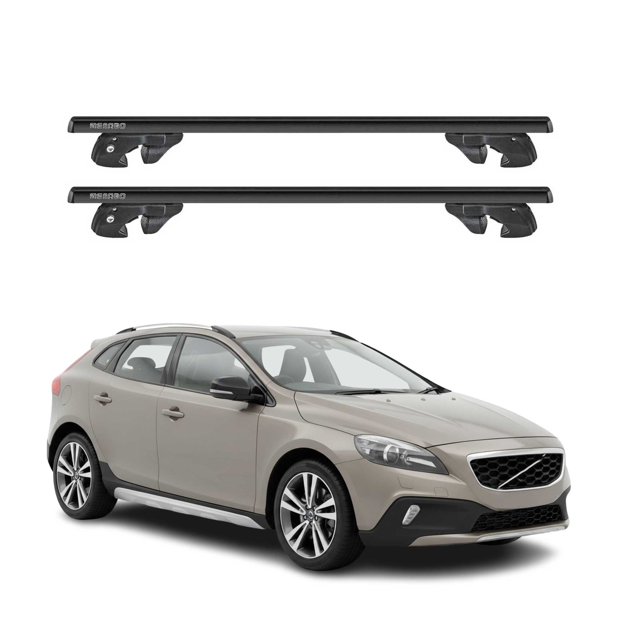 Dachträger Grundtäger für Volvo V40 Cross Country 2013-2019 Alu TÜV Schwarz 2tlg