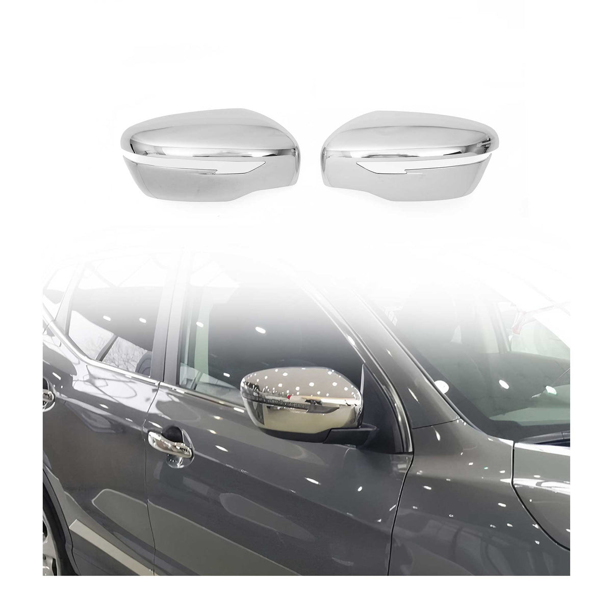 Spiegelkappen Spiegelabdeckung für Nissan Qashqai J11 2014-2021 Chrom ABS Silber