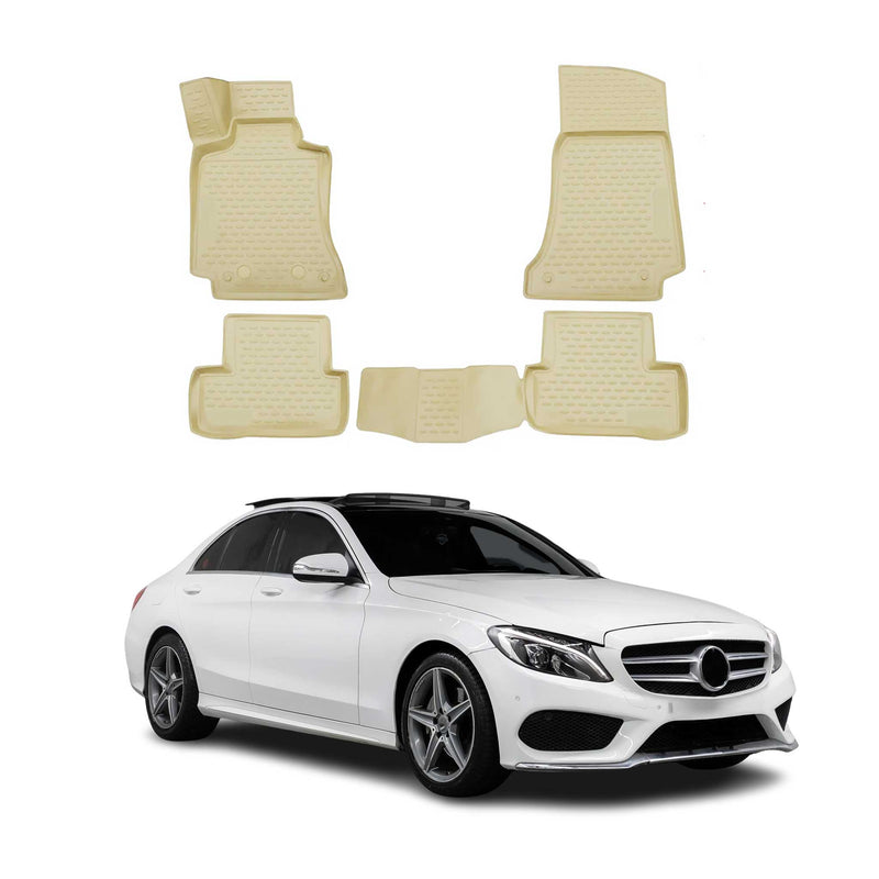 OMAC Gummimatten Fußmatten für Mercedes C Klasse W205 2014-2021 TPE Beige 4x