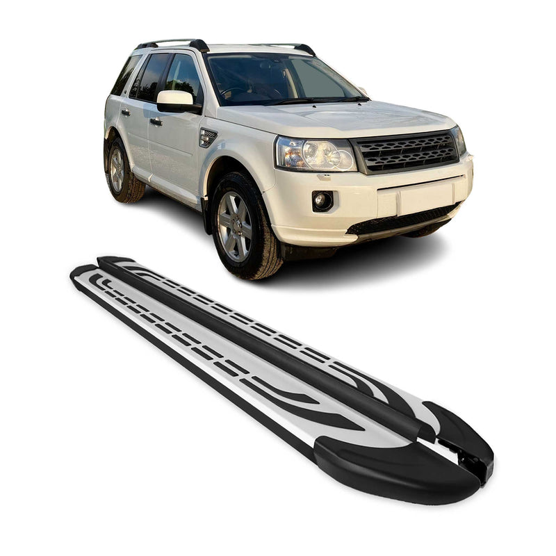 Trittbretter Seitenschweller für Land Rover Freelander 2006-2014 Schwarz Alu