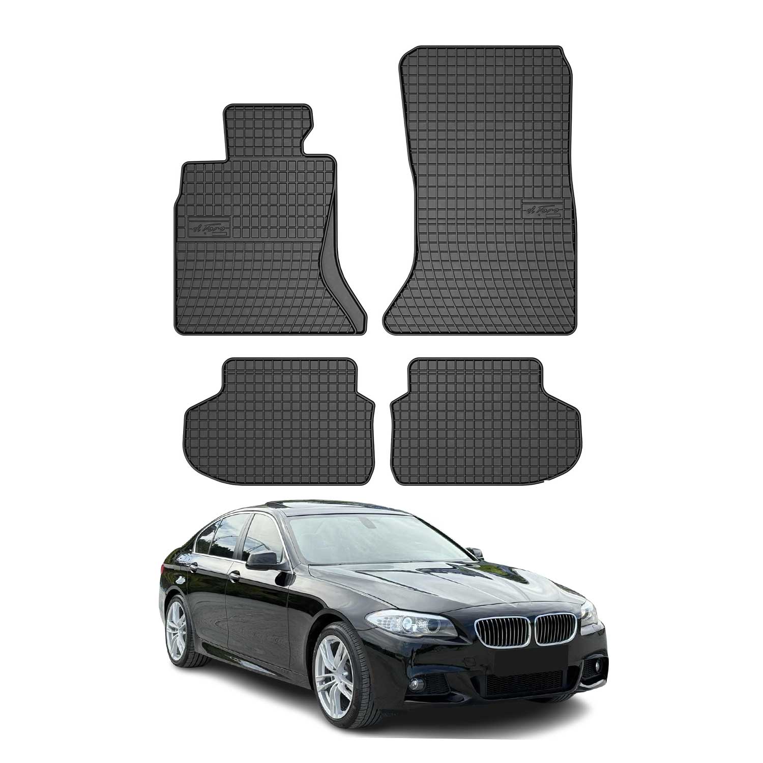 OMAC Gummi Fußmatten für BMW 5er Limo Touring F10 F11 2010-2013 Schwarz 4x