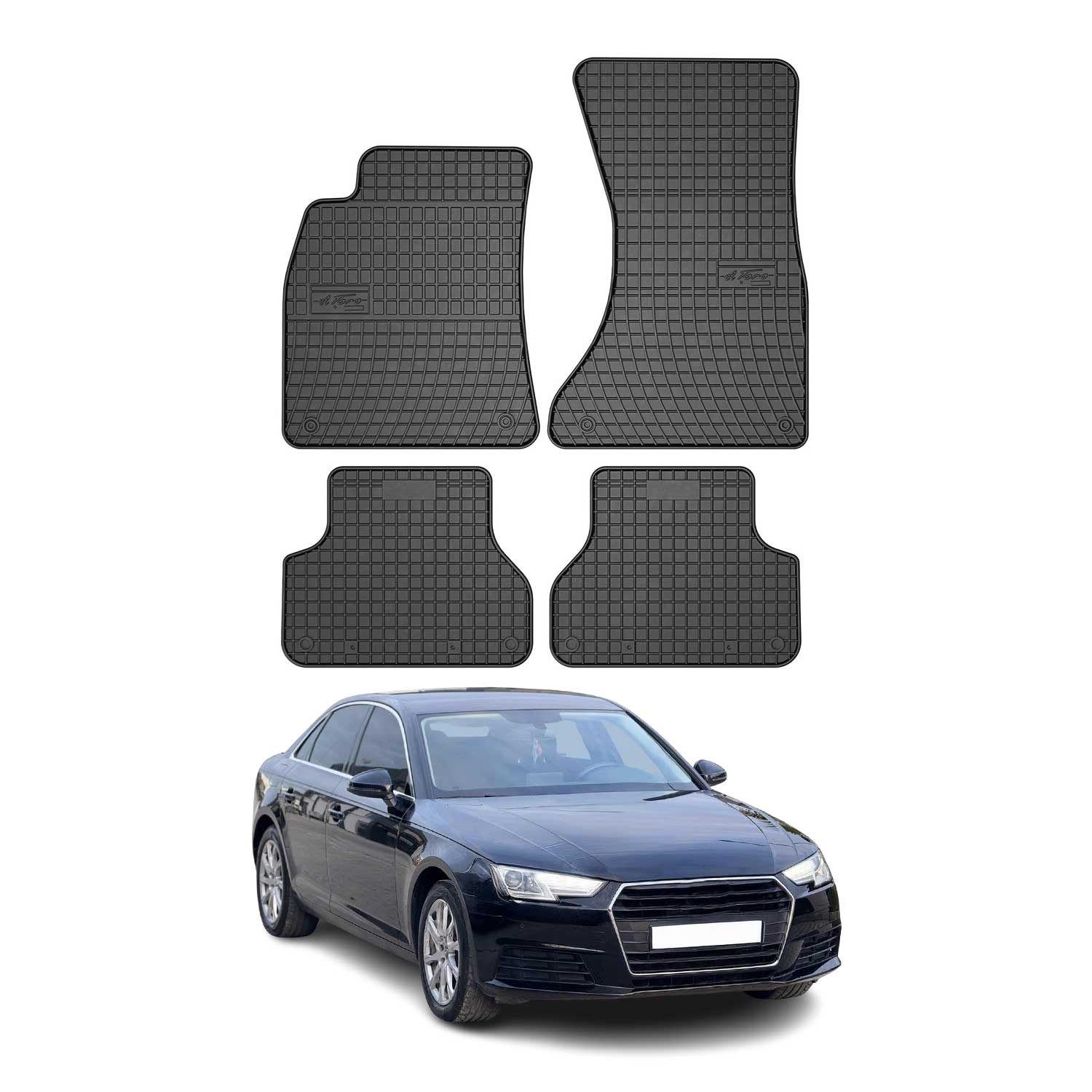 OMAC Gummi Fußmatten für Audi A4 Limo Avant Allroad B9 2016-2025 Schwarz 4x