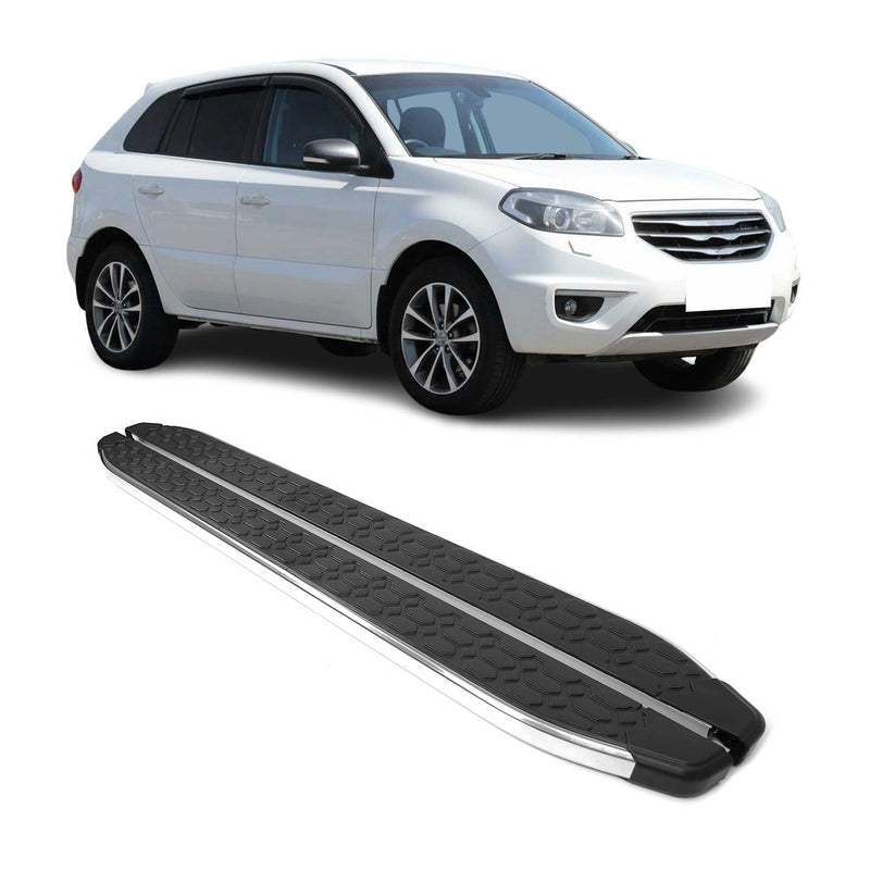 Trittbretter Seitenschweller für Renualt Koleos Edelstahl Schwarz Silber 2tlg