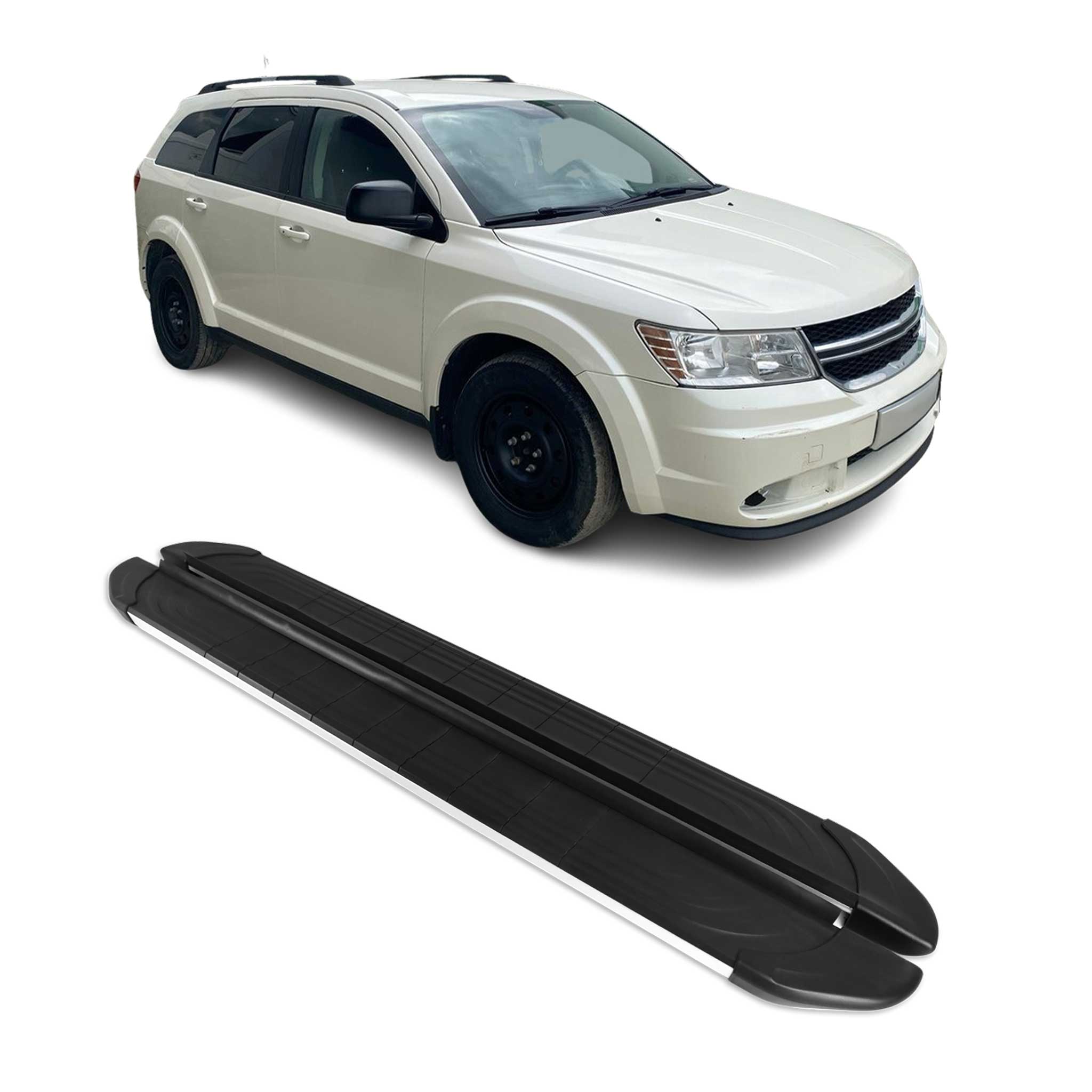 Trittbretter Seitenschweller für Dodge Journey 2009-2020 Aluminium Schwarz Grau