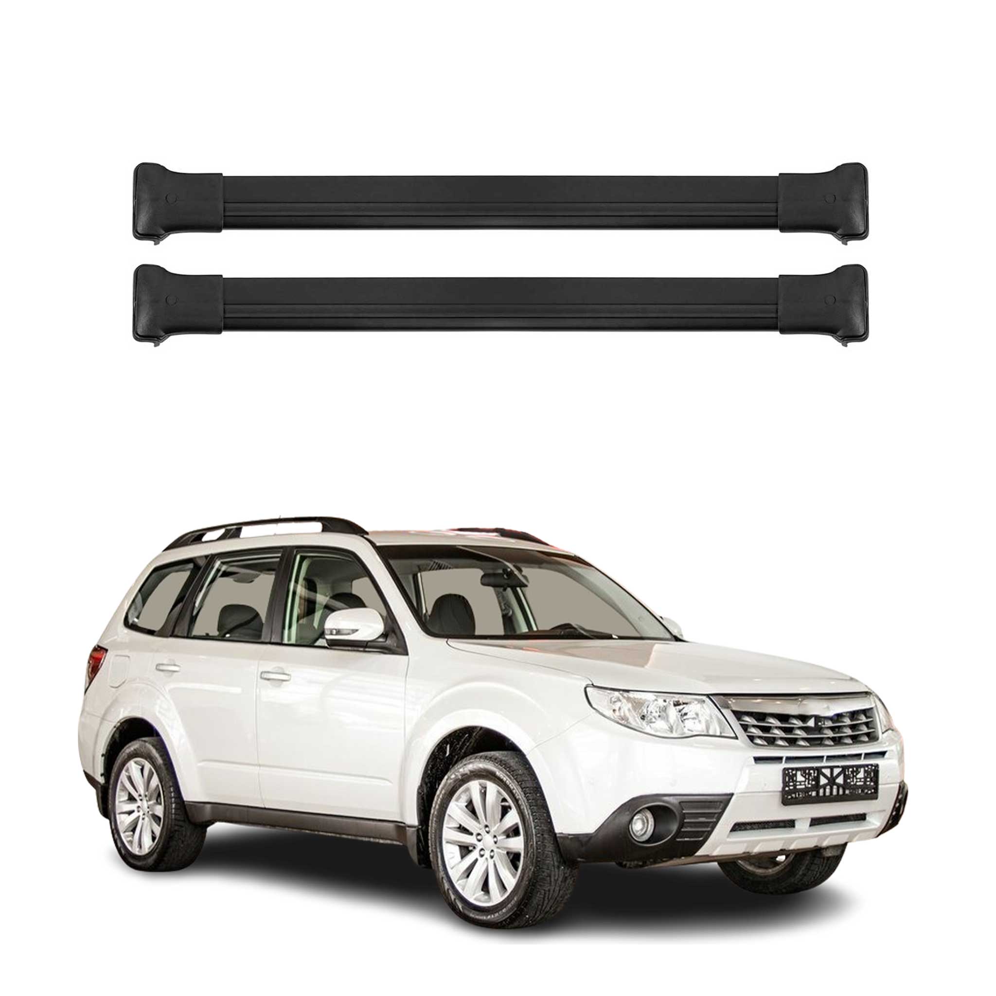 Dachträger Grundtäger für Subaru Forester III 2008-2013 75kg Alu Schwarz 2 tlg