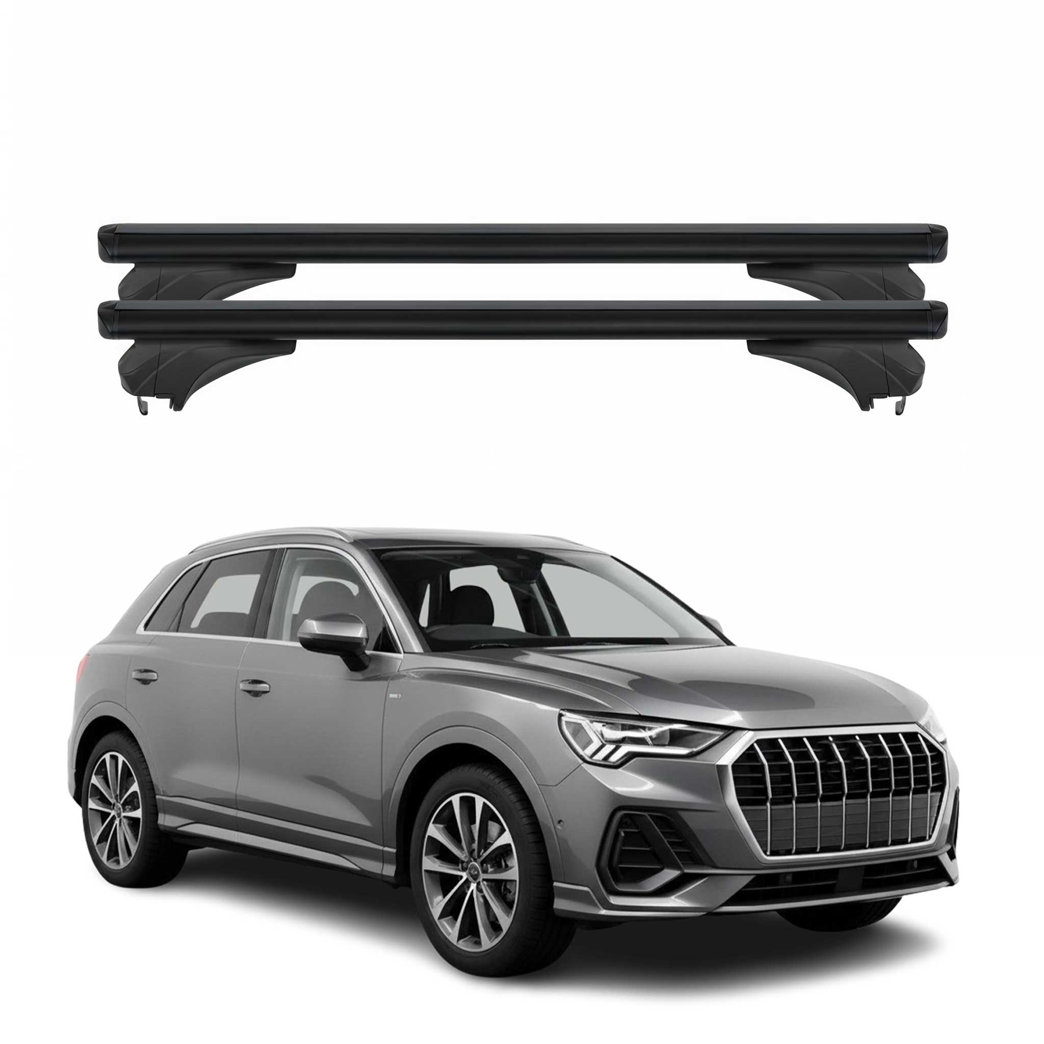 Menabo Dachträger Grundtäger für Audi Q3 F3 2018-2025 Aluminium Schwarz 2 tlg