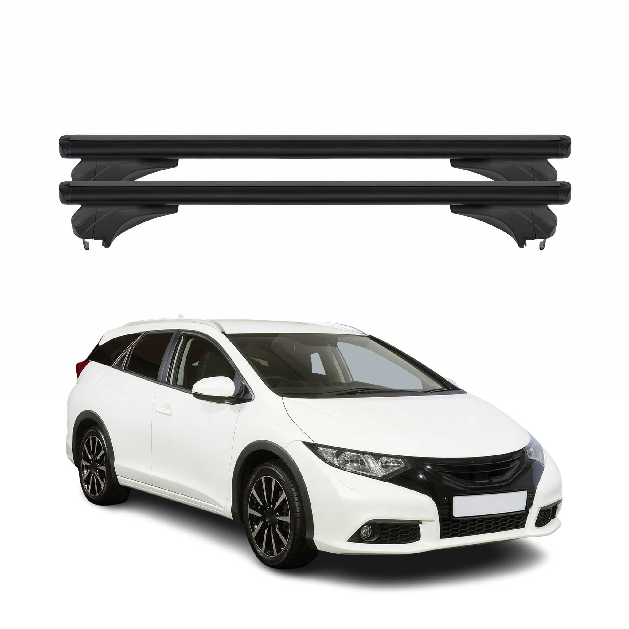 Menabo Dachträger für Honda Civic IX Tourer 2013-2015 Aluminium Schwarz 2 tlg