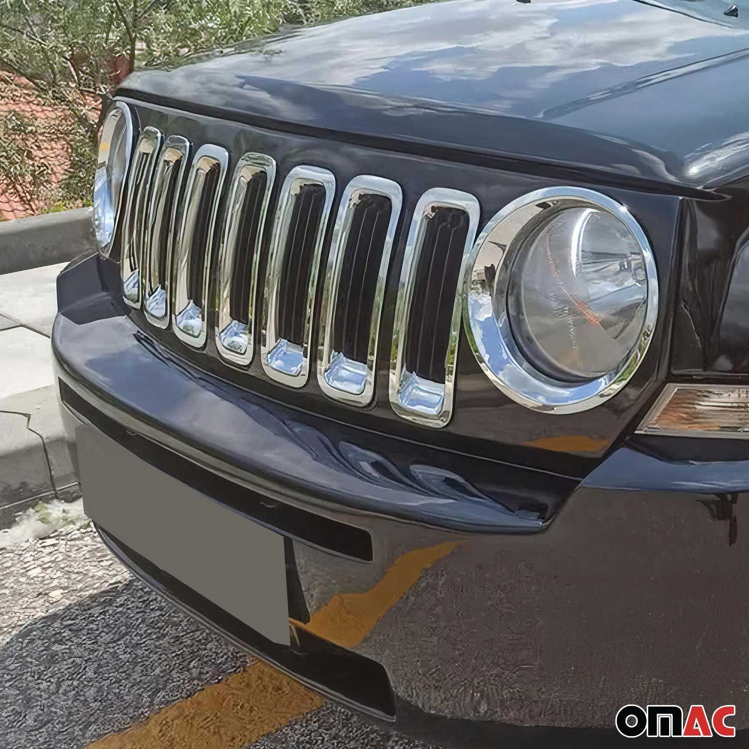 Kühlergrill Leisten Grillleisten für Jeep Wrangler 2007-2019 Chrom ABS Silber 7x