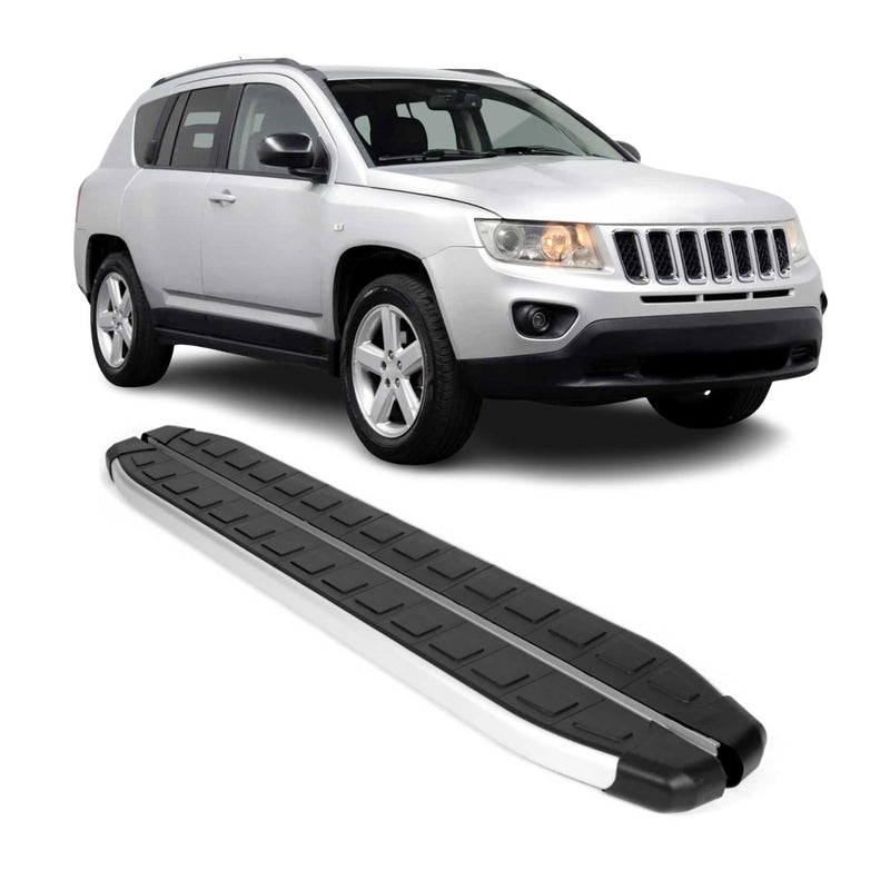 Seitenschweller Seitenbretter Trittbretter für Jeep Compass 2011-17 Alu Schwarz