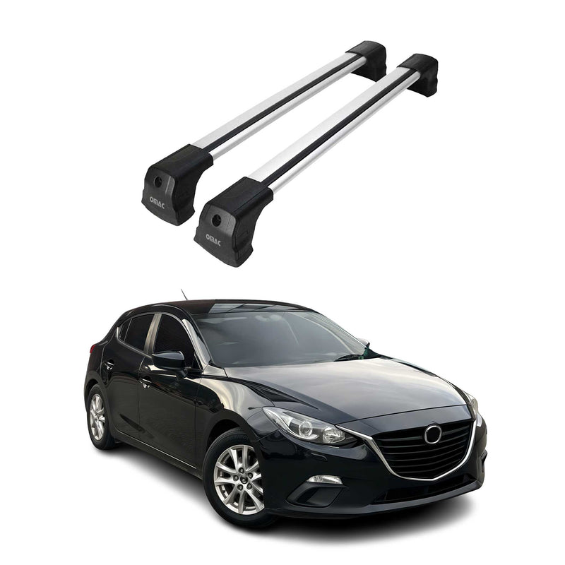 Dachträger Grundtäger für Mazda 3 BM 2013-2019 75kg Aluminium Silber 2 tlg